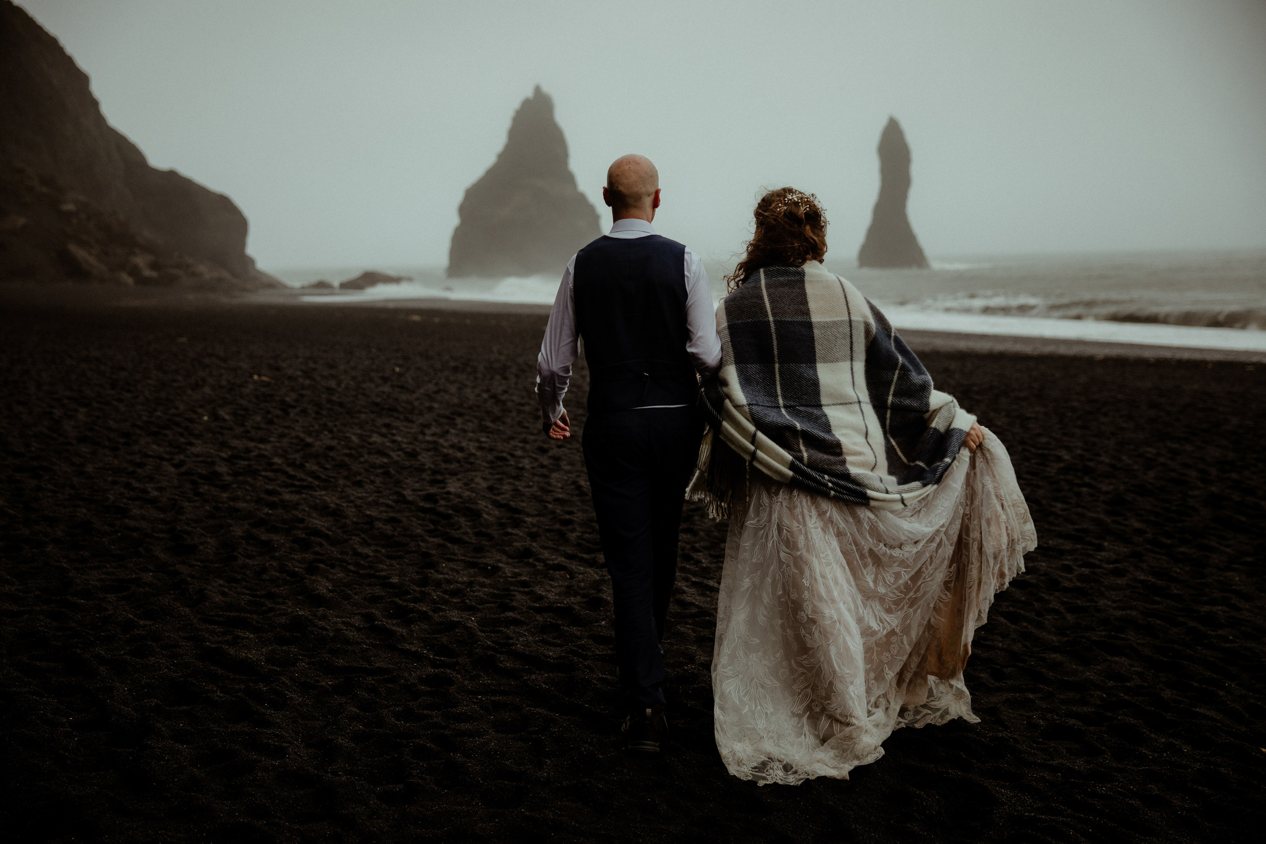 Iceland Elopement at Black Sand Beach. Iceland elopement photographer & videographer