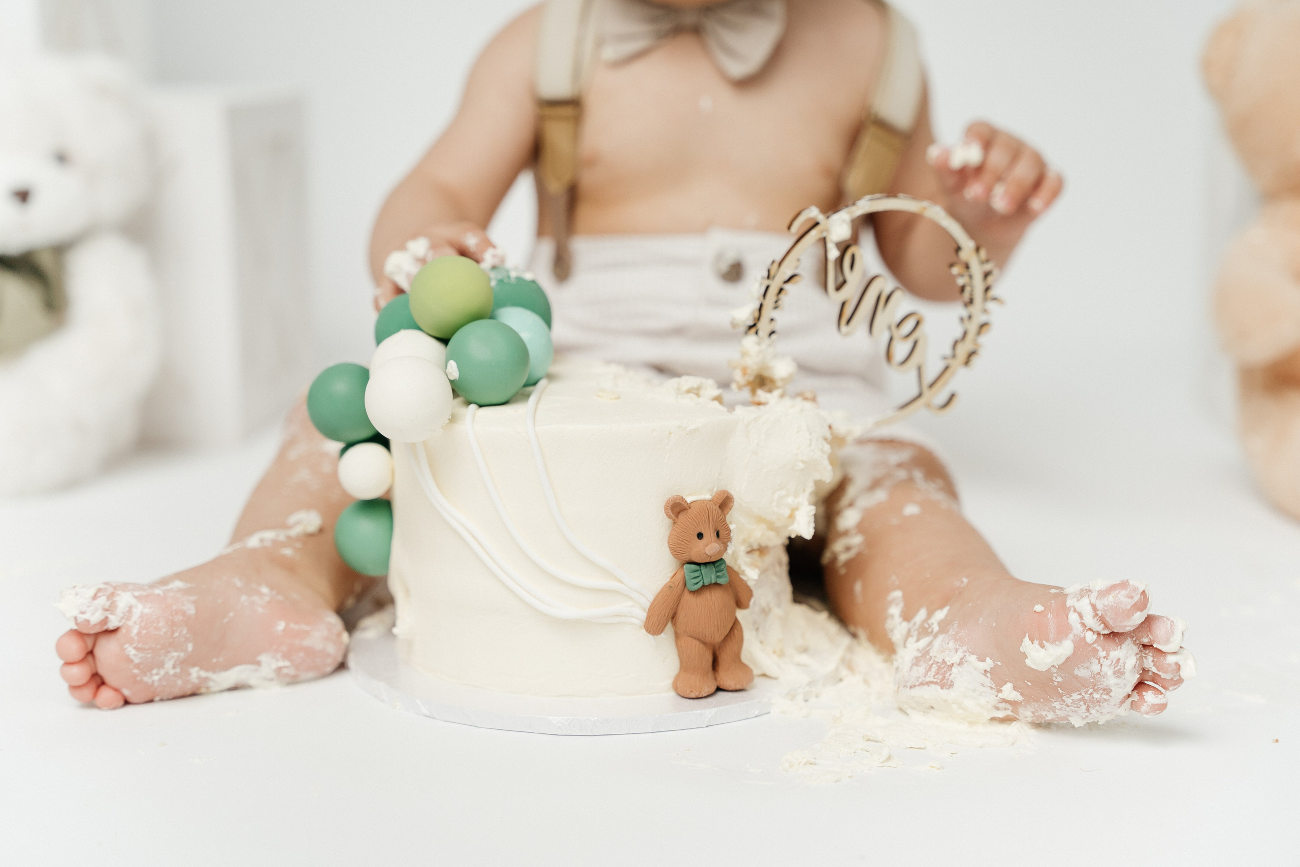 Teddy Bear One Year Cake Smash Photos. Newborn and family photographer. Hills District. Sydney