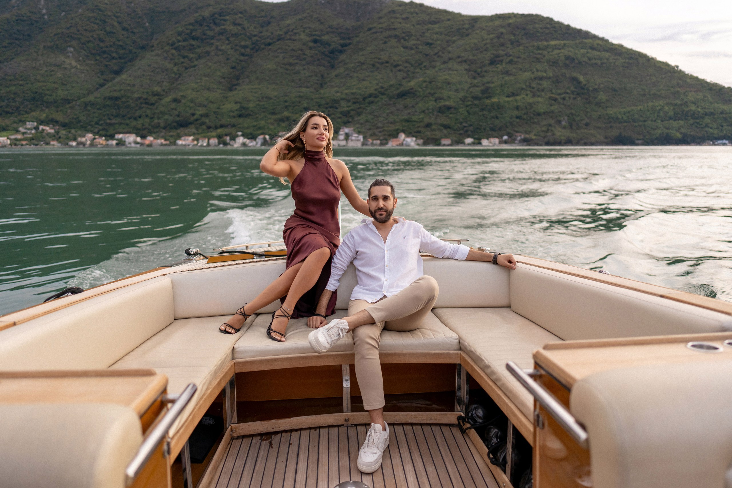 Proposal in the boat in Perast in Montenegro