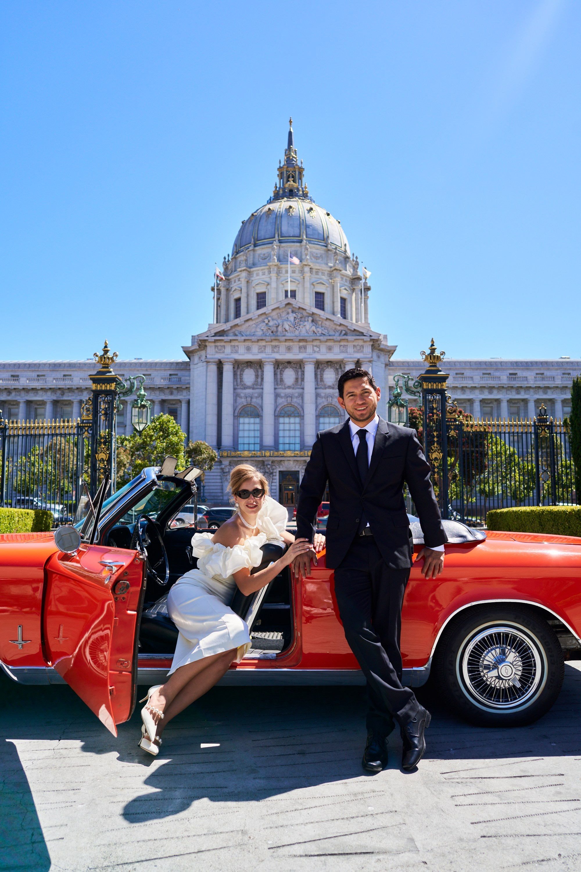 San Francisco City Hall Wedding — Fashion-Inspired Editorial Photography with Retro Car. Bay Area Life | Event, Wedding & Commercial Photography Agency