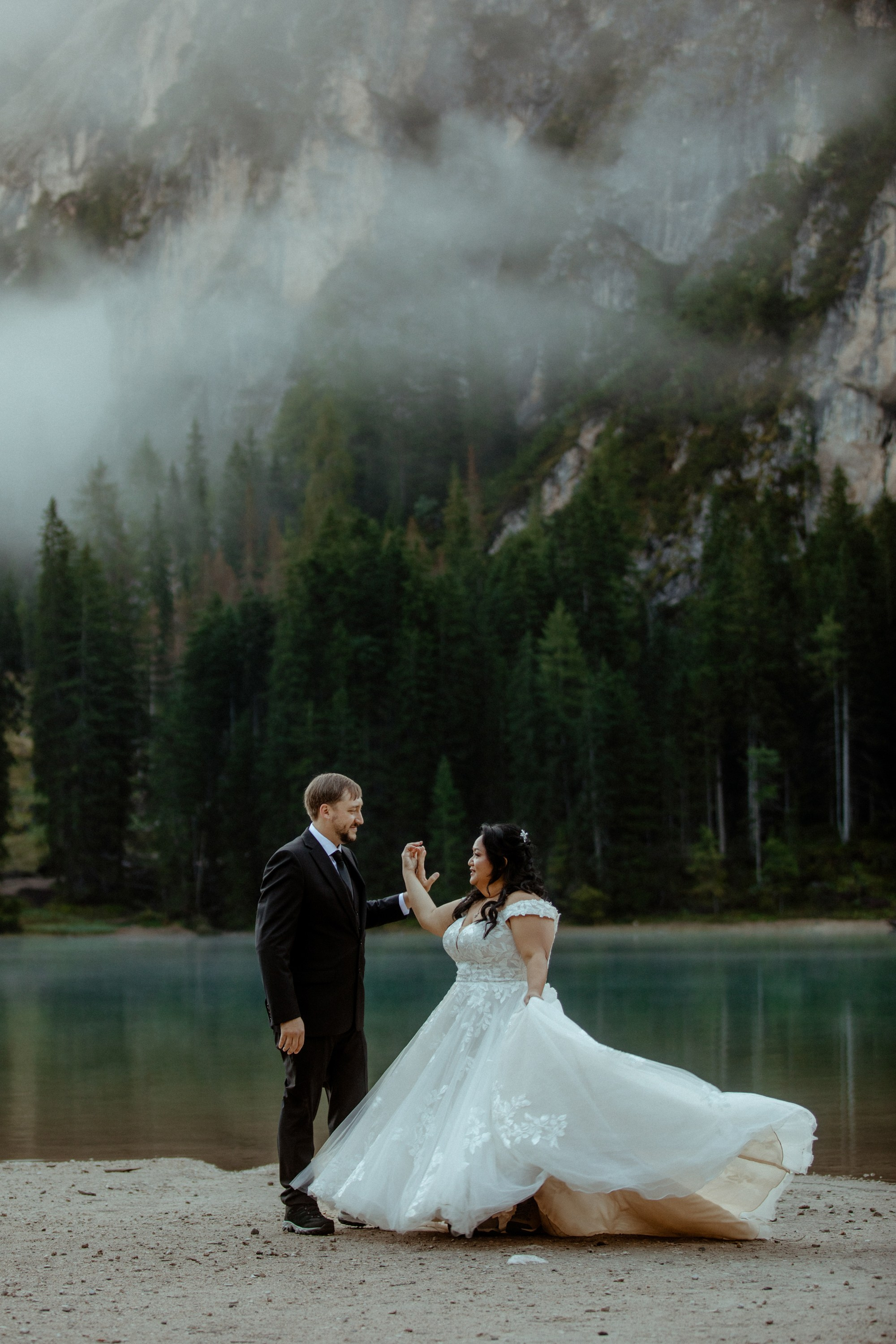 Secret Dolomites elopement at Lago di Braies & Cadini di Misurina | Best place to elope in Italy. Iceland elopement photographer & videographer