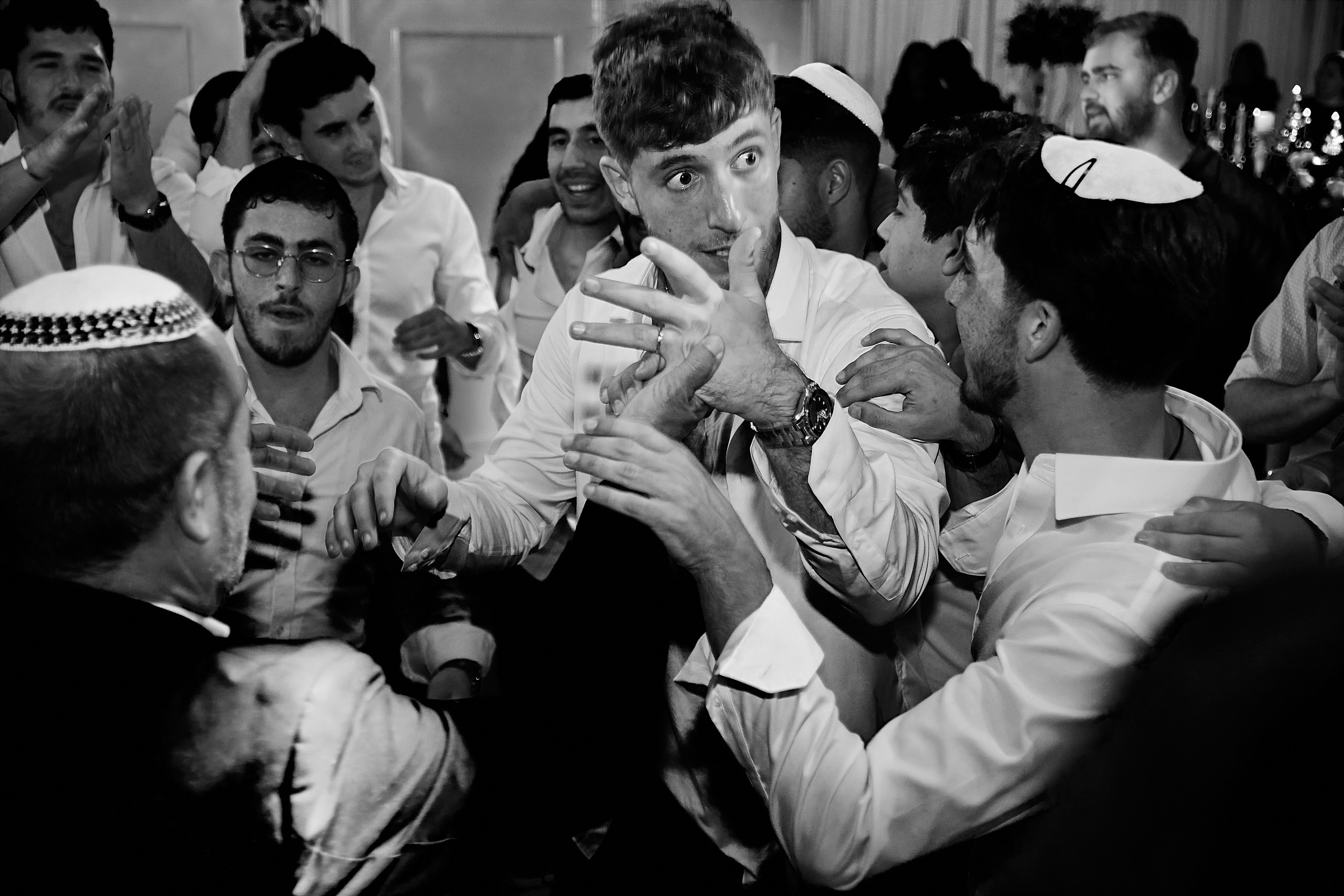 Wedding celebration black and white photography