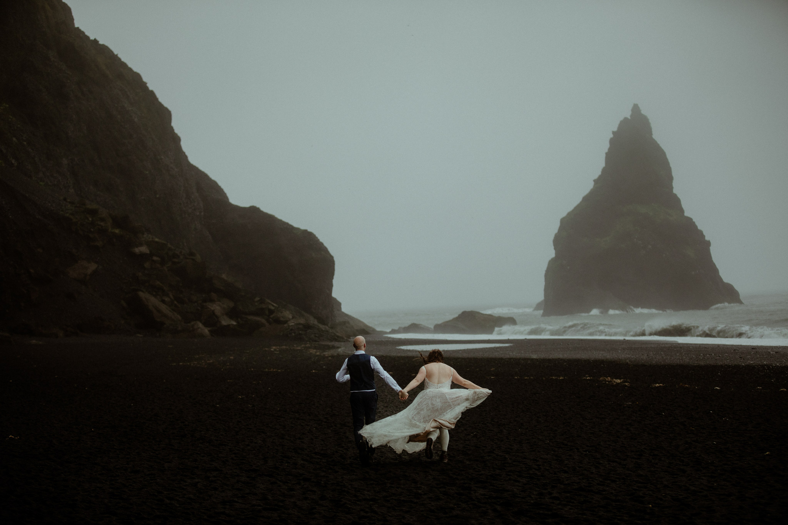 Iceland Elopement at Black Sand Beach. Iceland elopement photographer & videographer