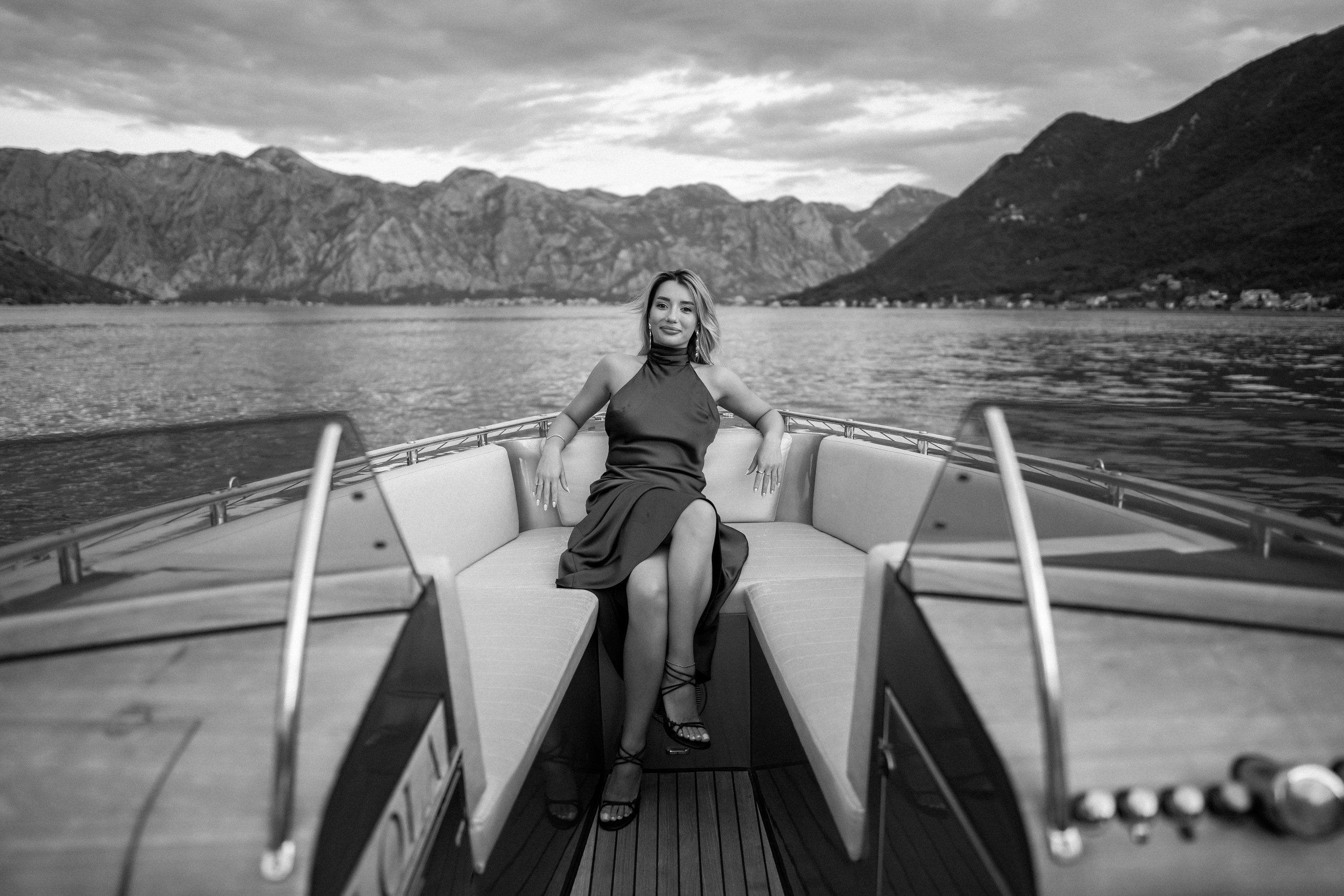 Proposal in the boat in Perast in Montenegro