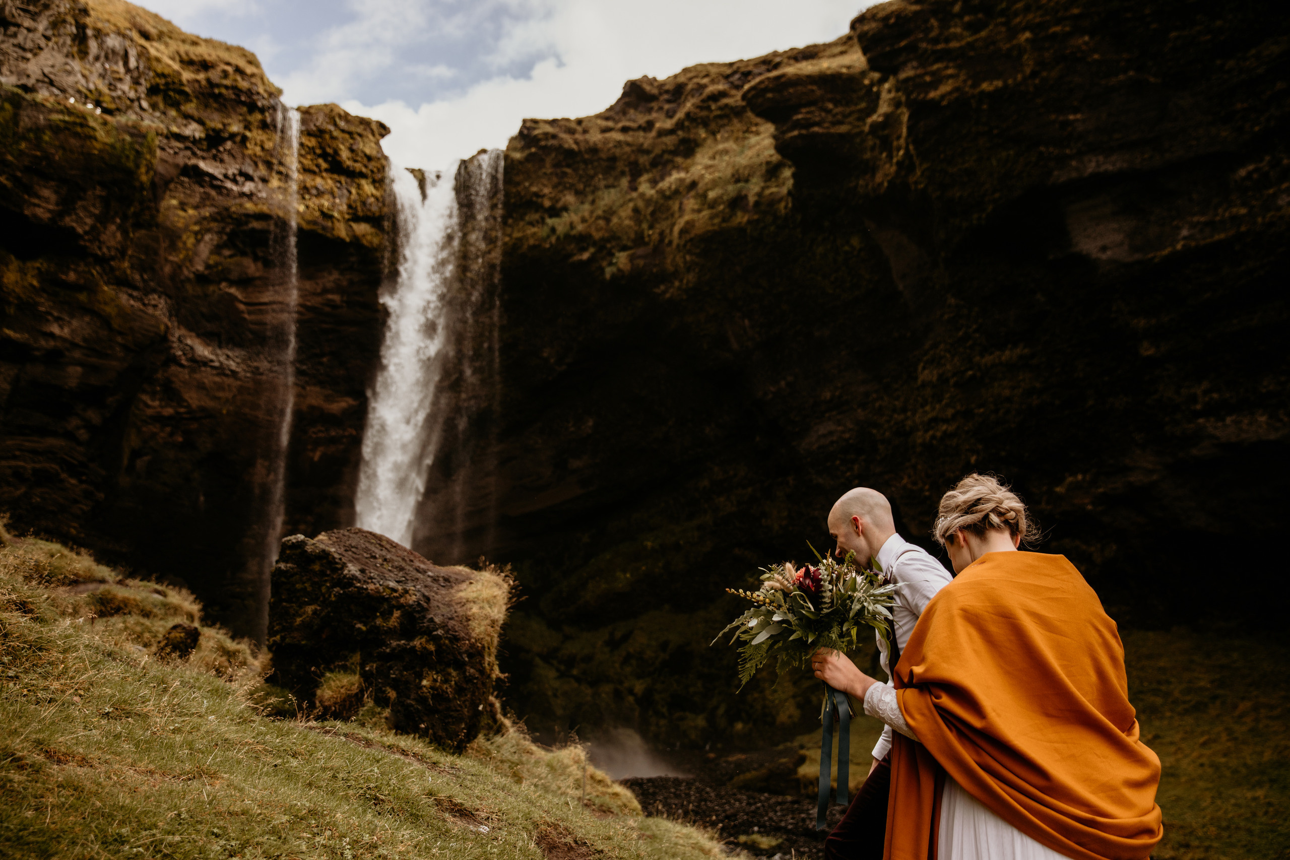 secret waterfall ceremony in Iceland