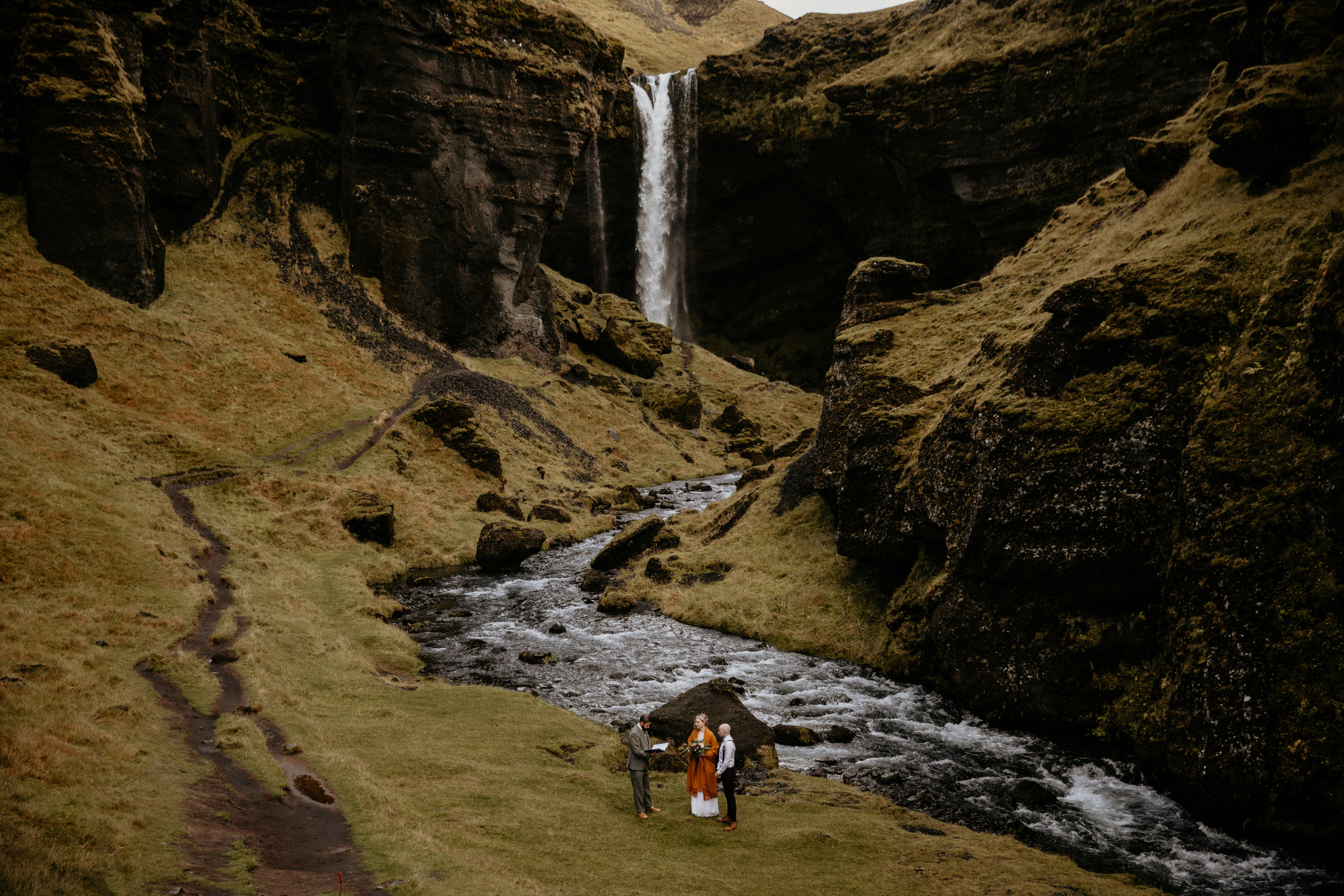 secret waterfall ceremony in Iceland