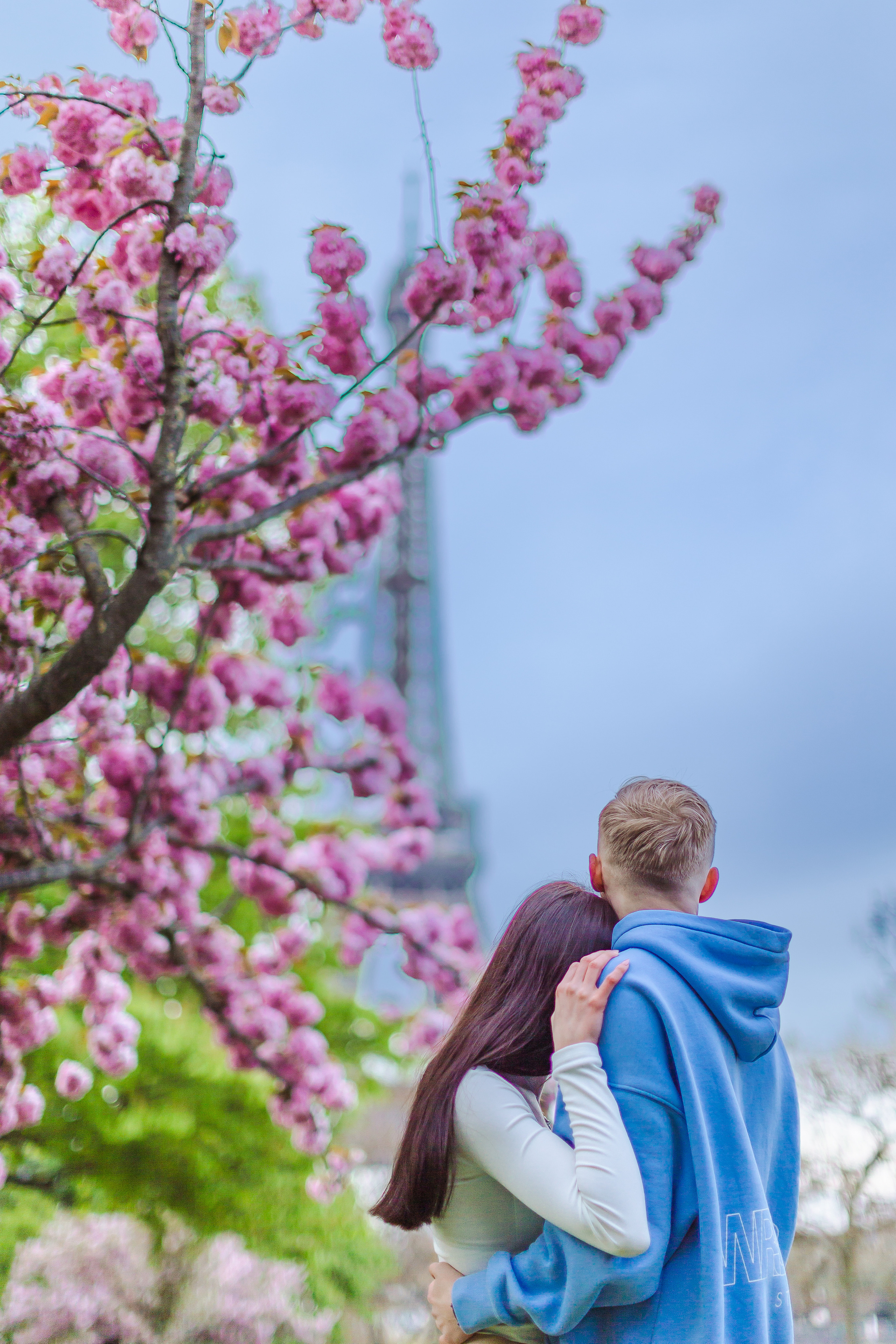 Love Story Photoshoot Amidst Blooming Sakura. Photographe à Paris