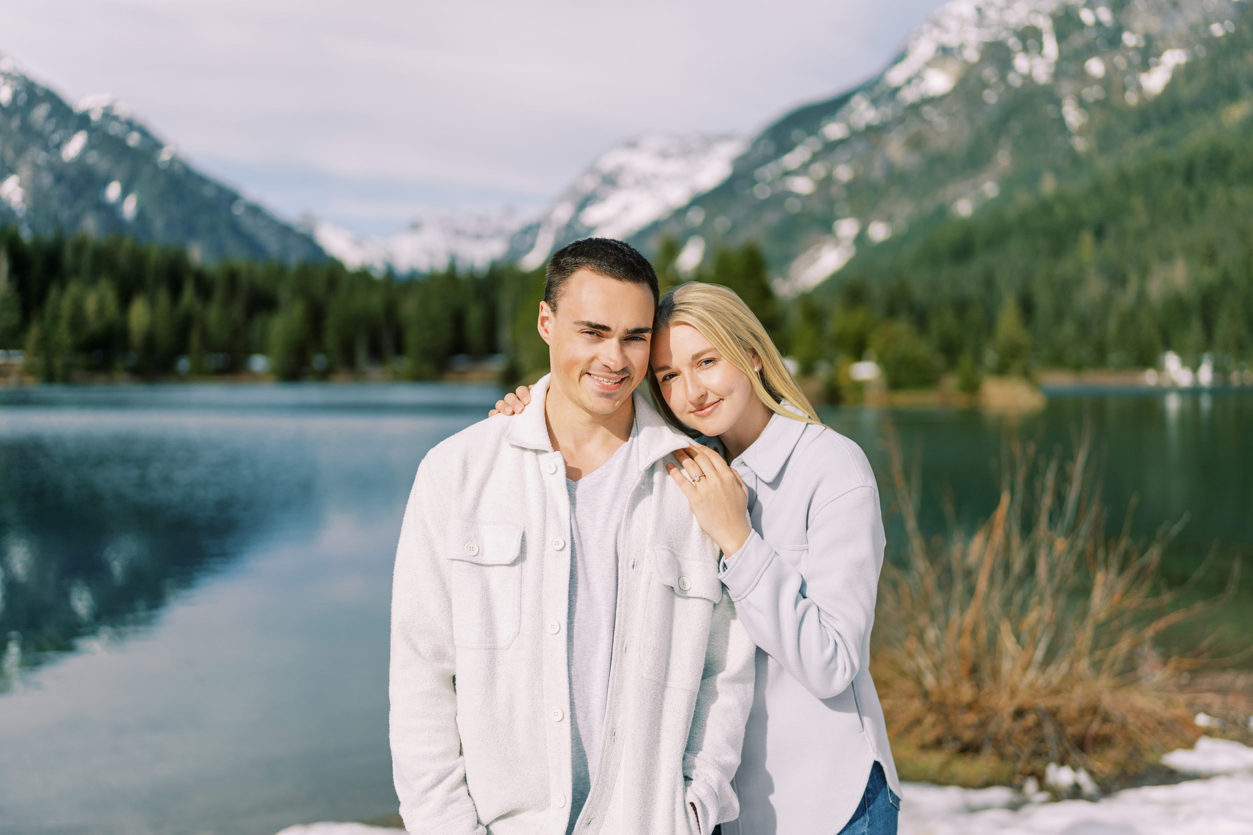 Engagement photo shoot Caitlyn & Riley / April 2024. Gold Creek Pond, WA. EVAN ARISTOV WEDDING PHOTOGRAPHY — Seattle Wedding Photographer