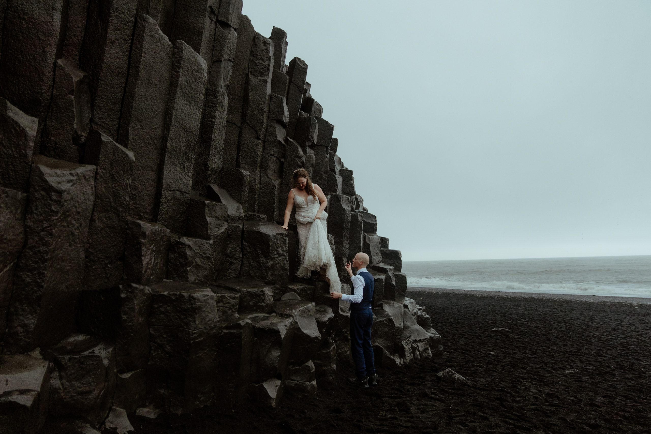 Iceland Elopement at Black Sand Beach. Iceland elopement photographer & videographer
