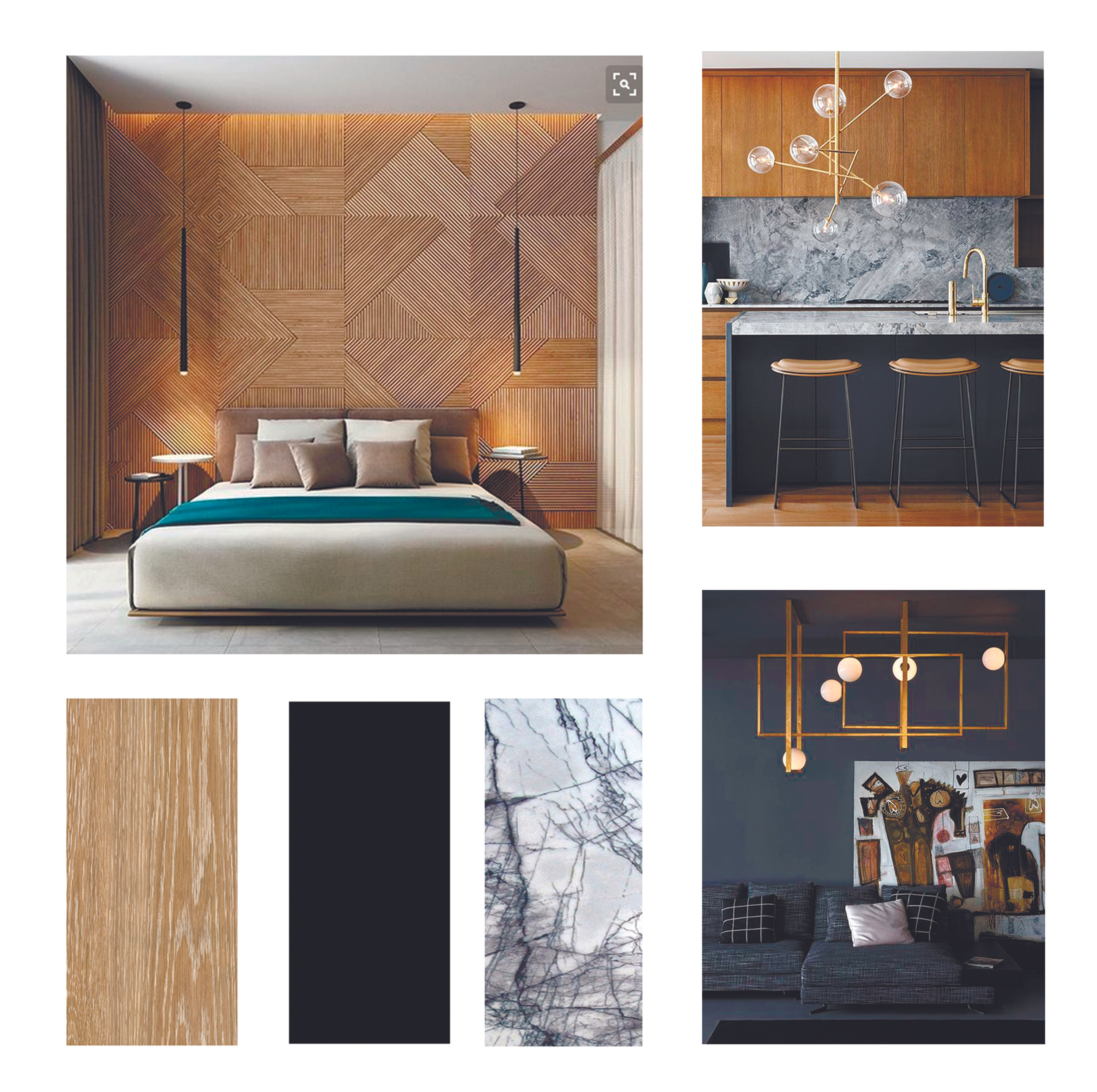 Wood and Marble master bedroom