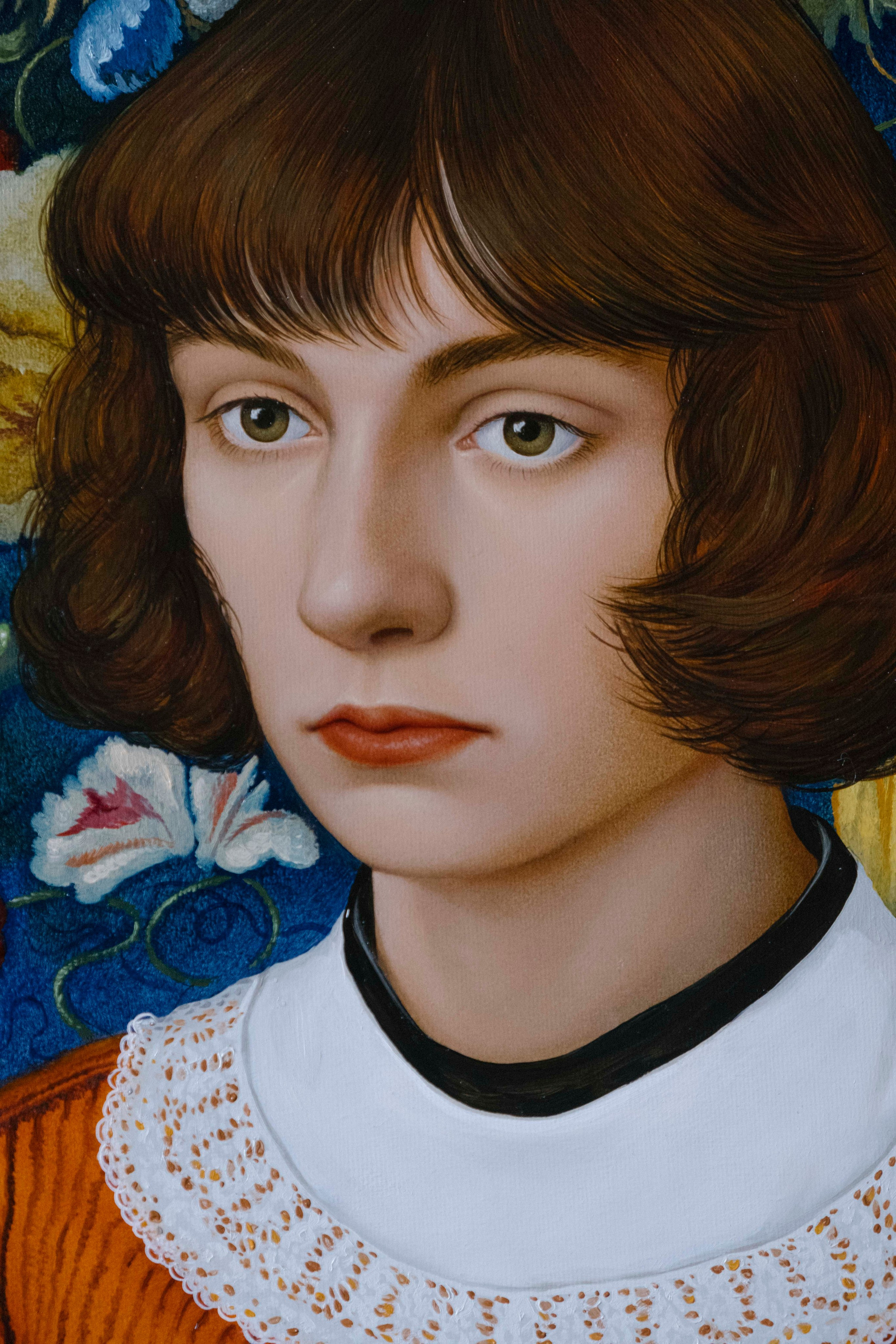 Portrait on a Blue background. ELEN BEZHEN