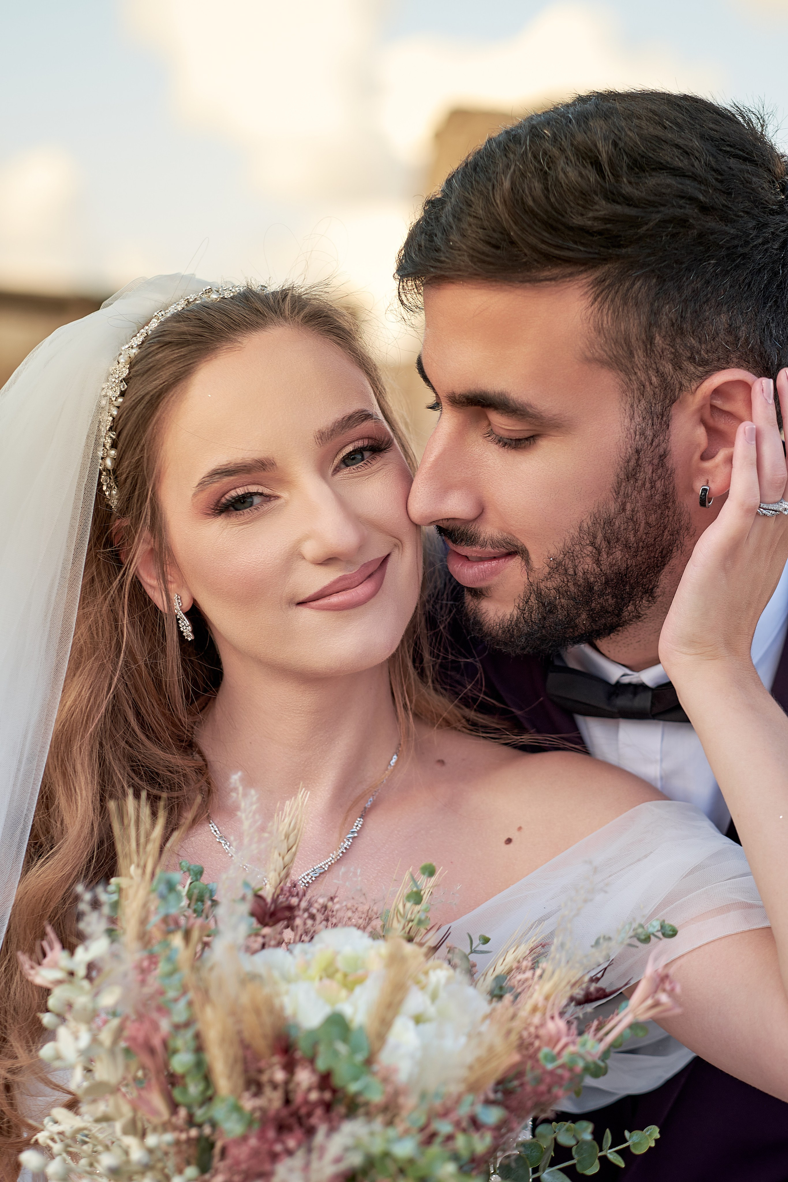 Bride emotional moment during Jewish wedding