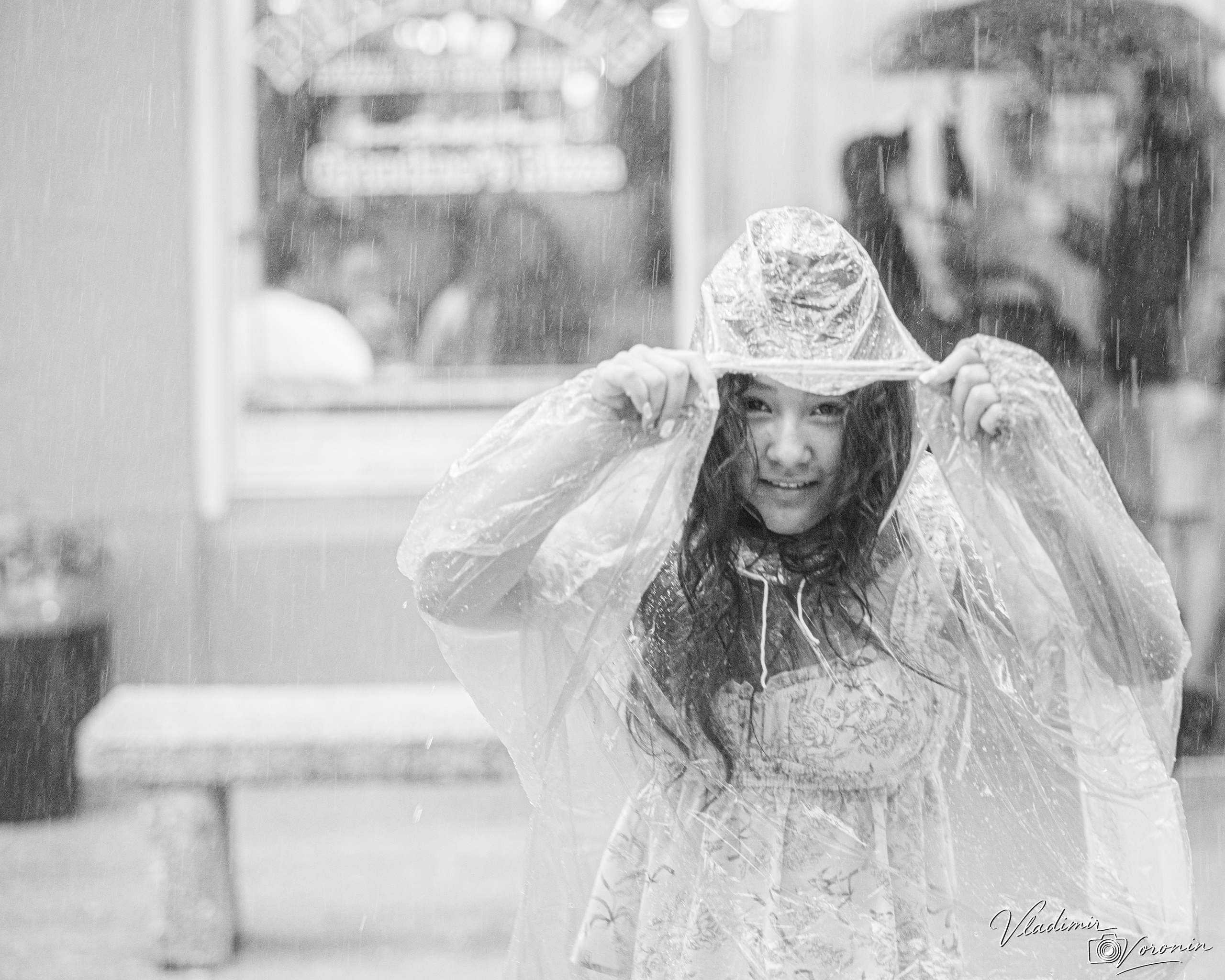 Rain in downtown. Photographer St. Augustine