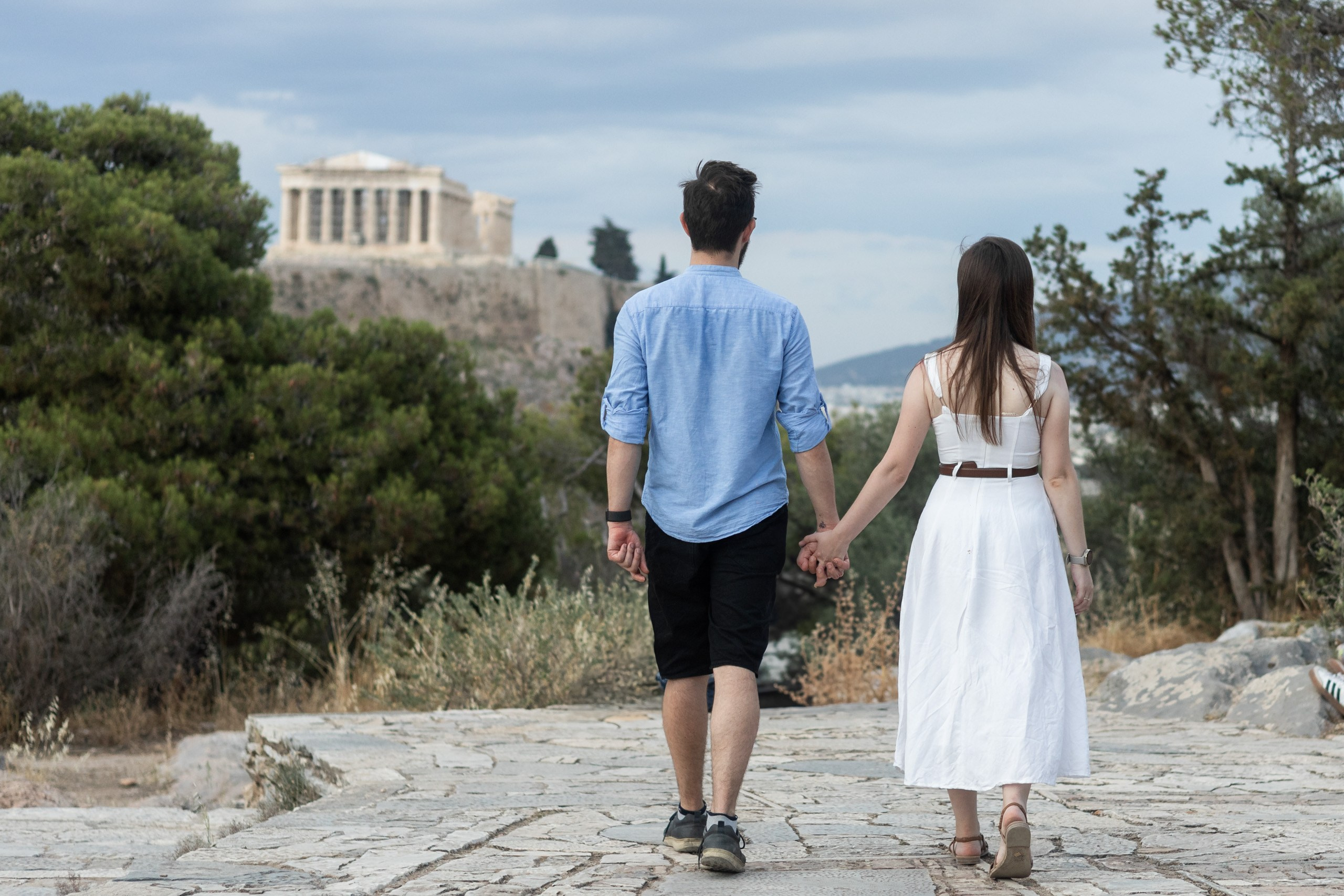 Couple walking together towards Pantheon