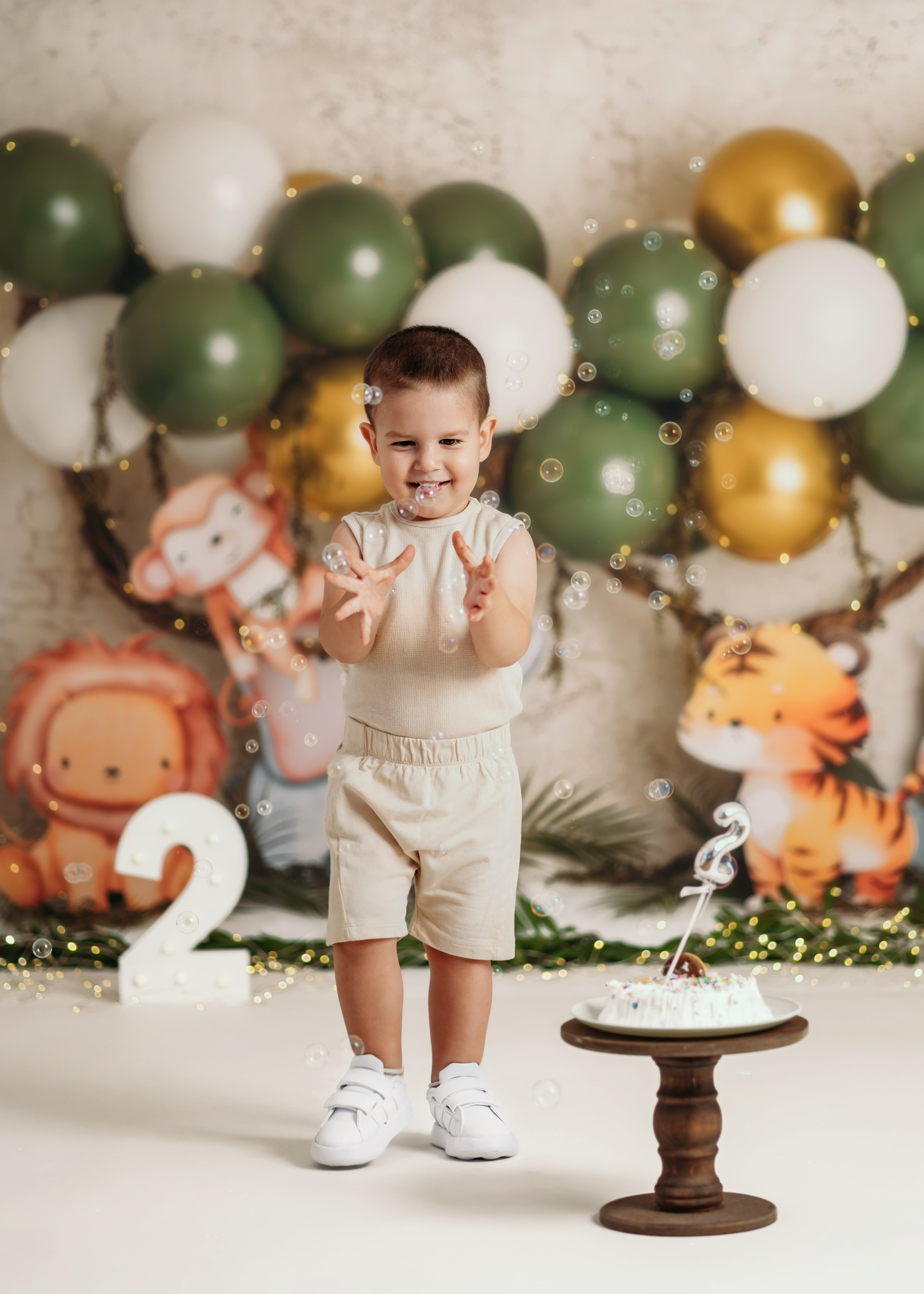 Cake smash slikanje dečaka sa dekoracijom lava i slona – Beograd