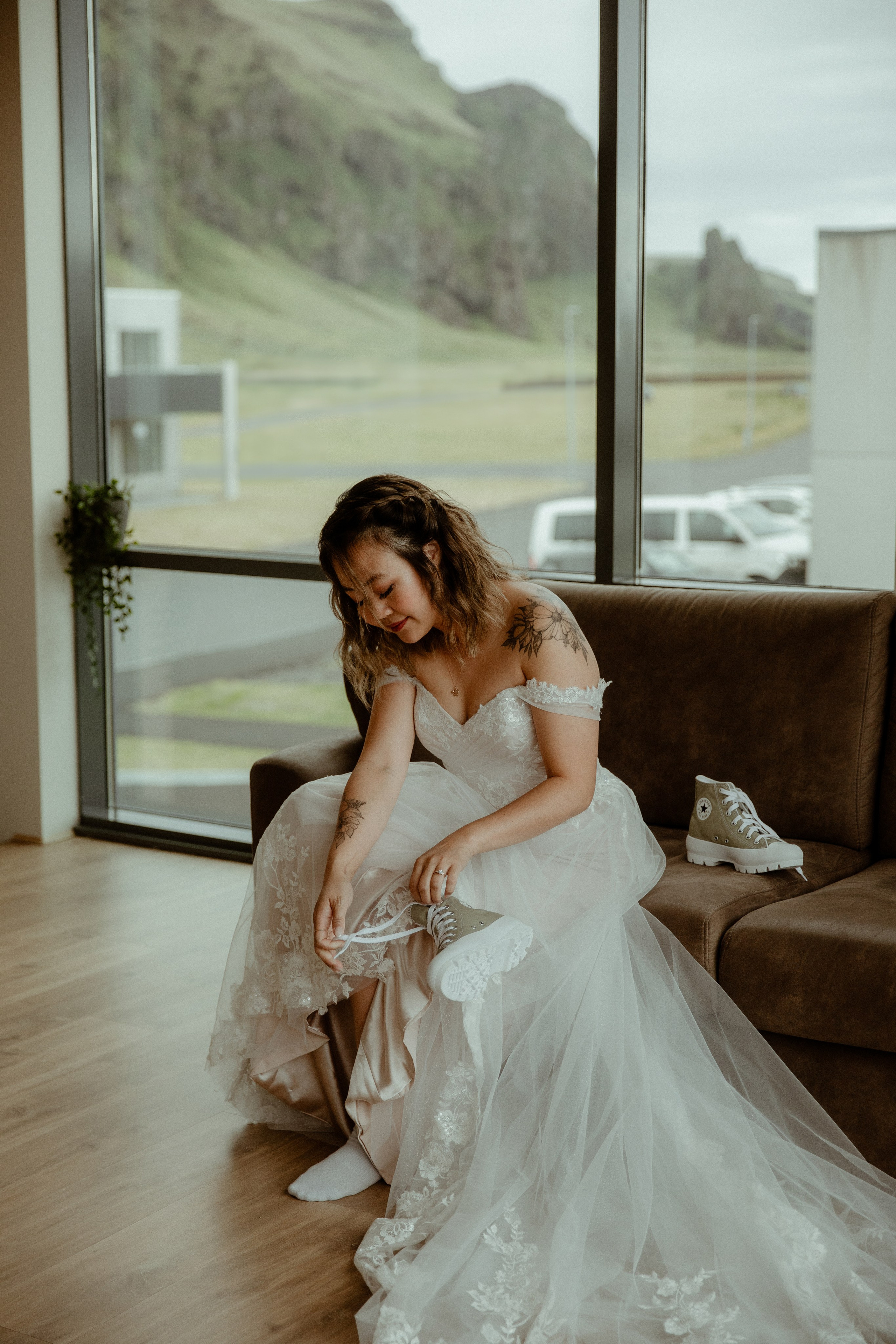 Elopement at Kvernufoss Waterfall. Iceland elopement photographer & videographer