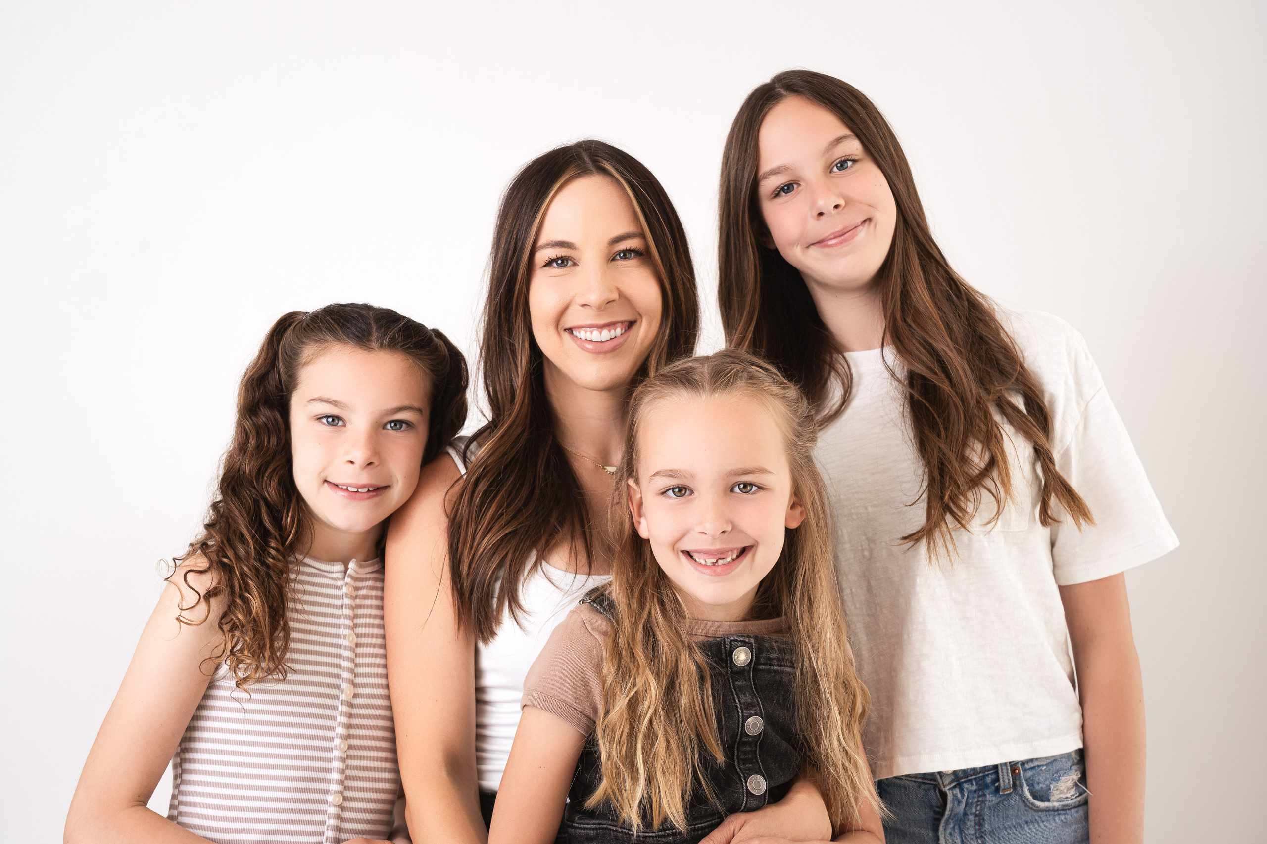 Mother and kids studio portrait Los Angeles natural light family photography