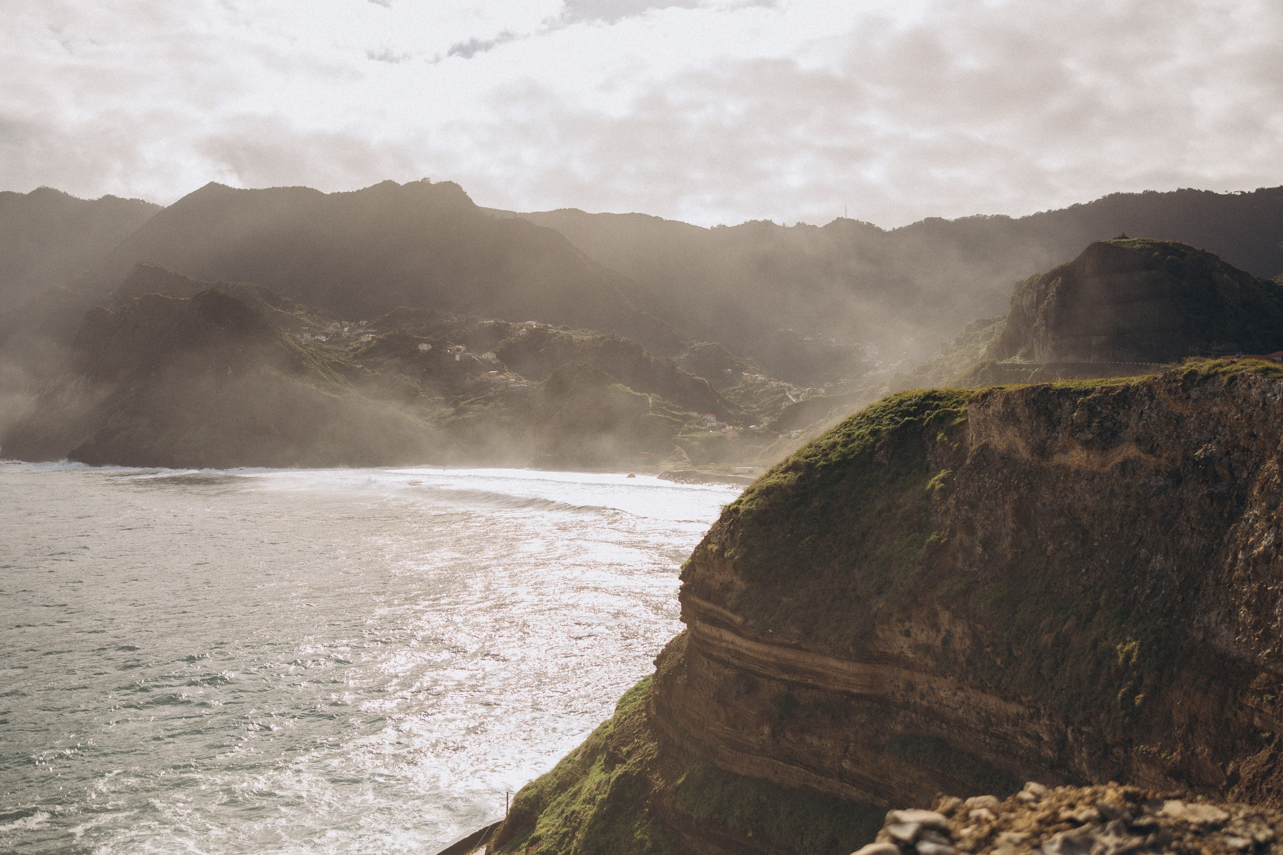 Madeira elopement photographer capturing a private wedding with cliffs and ocean backdrop.