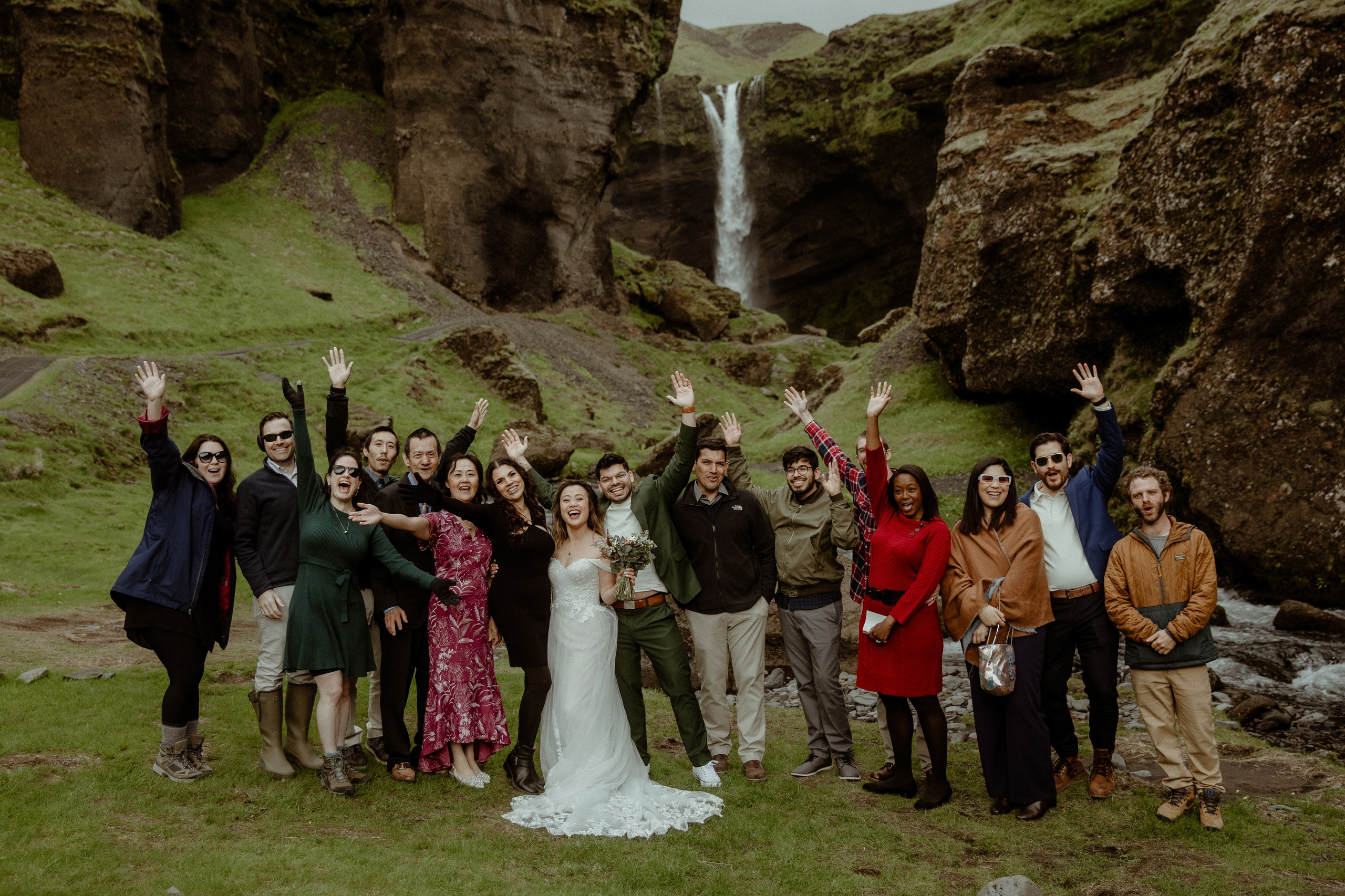 Elopement at Kvernufoss Waterfall. Iceland elopement photographer & videographer