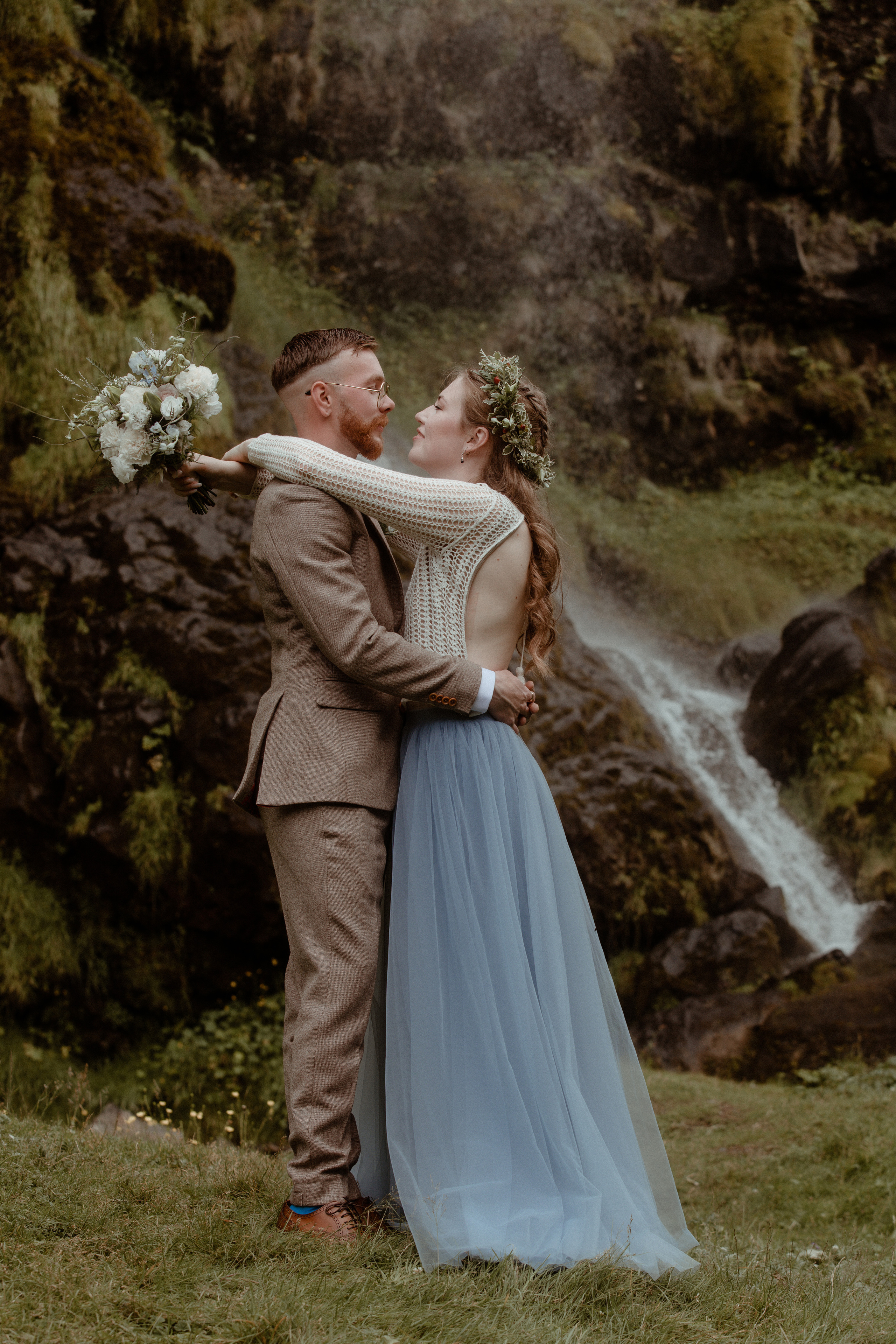 Iceland Secret Waterfall Elopement. Iceland elopement photographer & videographer
