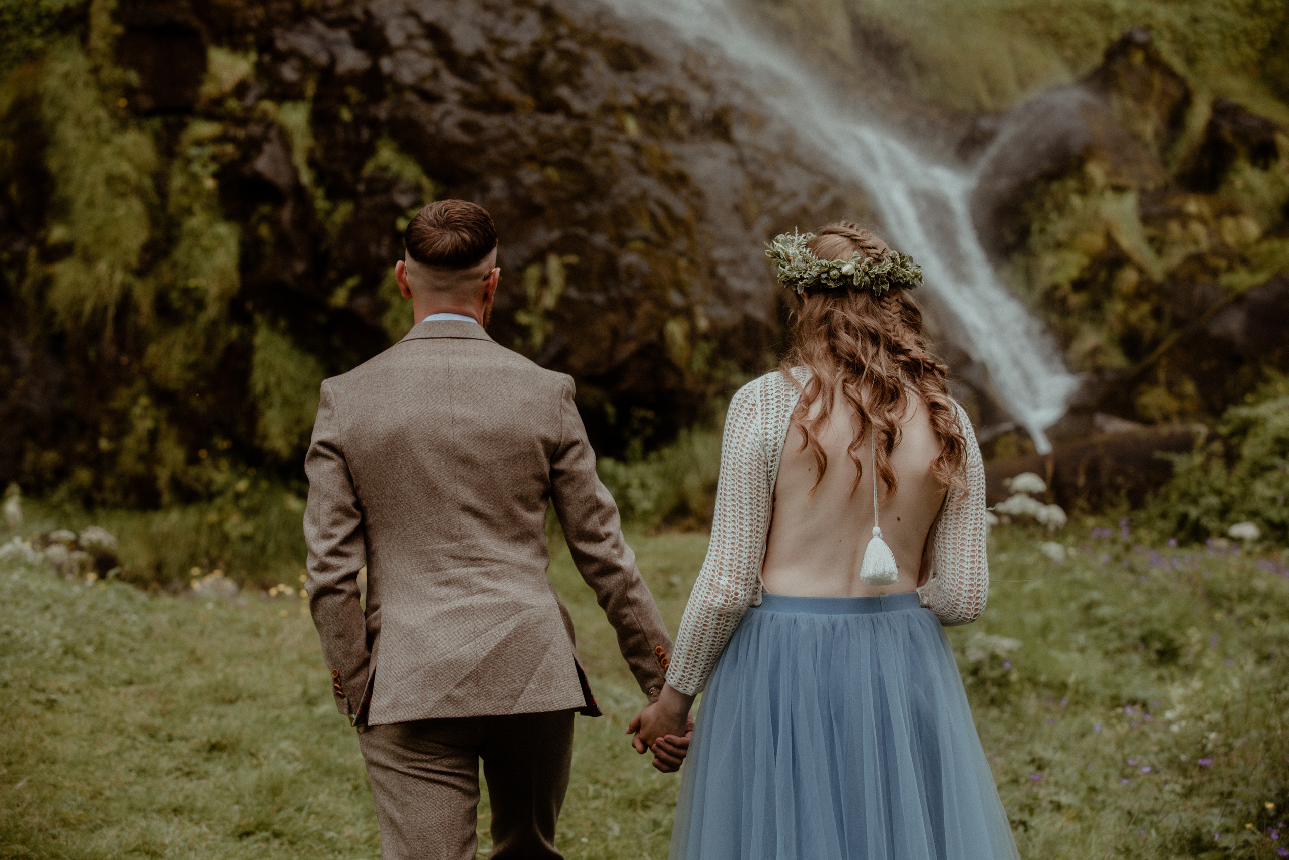 Iceland Secret Waterfall Elopement. Iceland elopement photographer & videographer