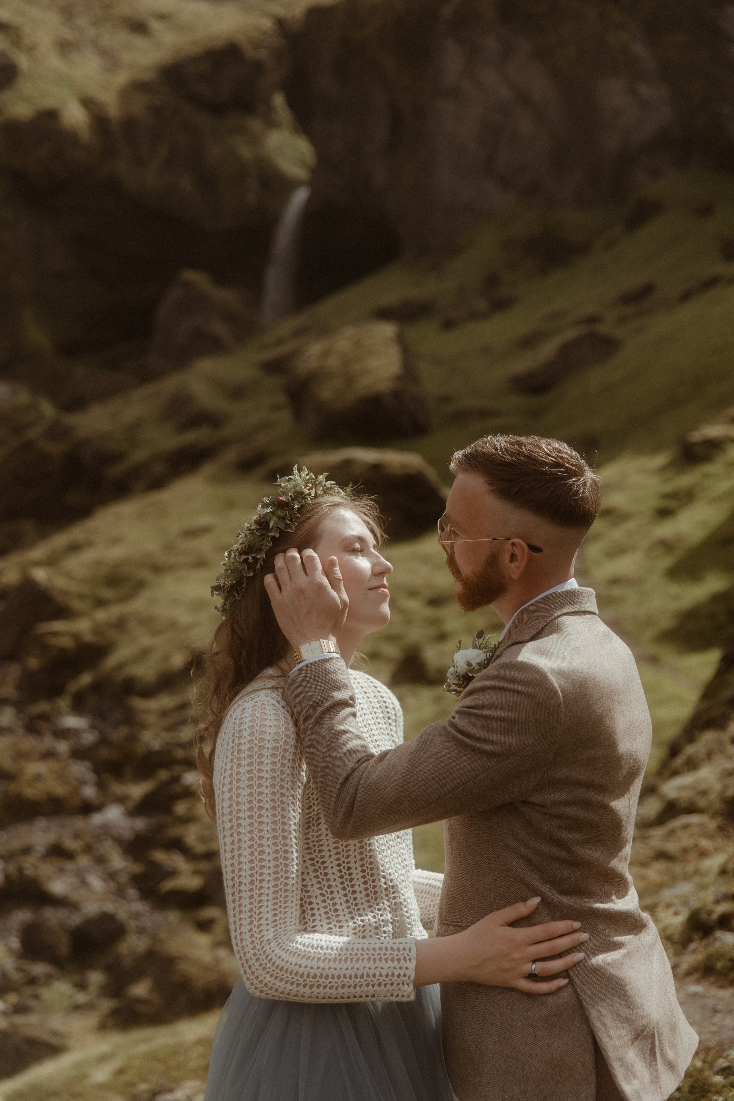 Iceland Secret Waterfall Elopement. Iceland elopement photographer & videographer