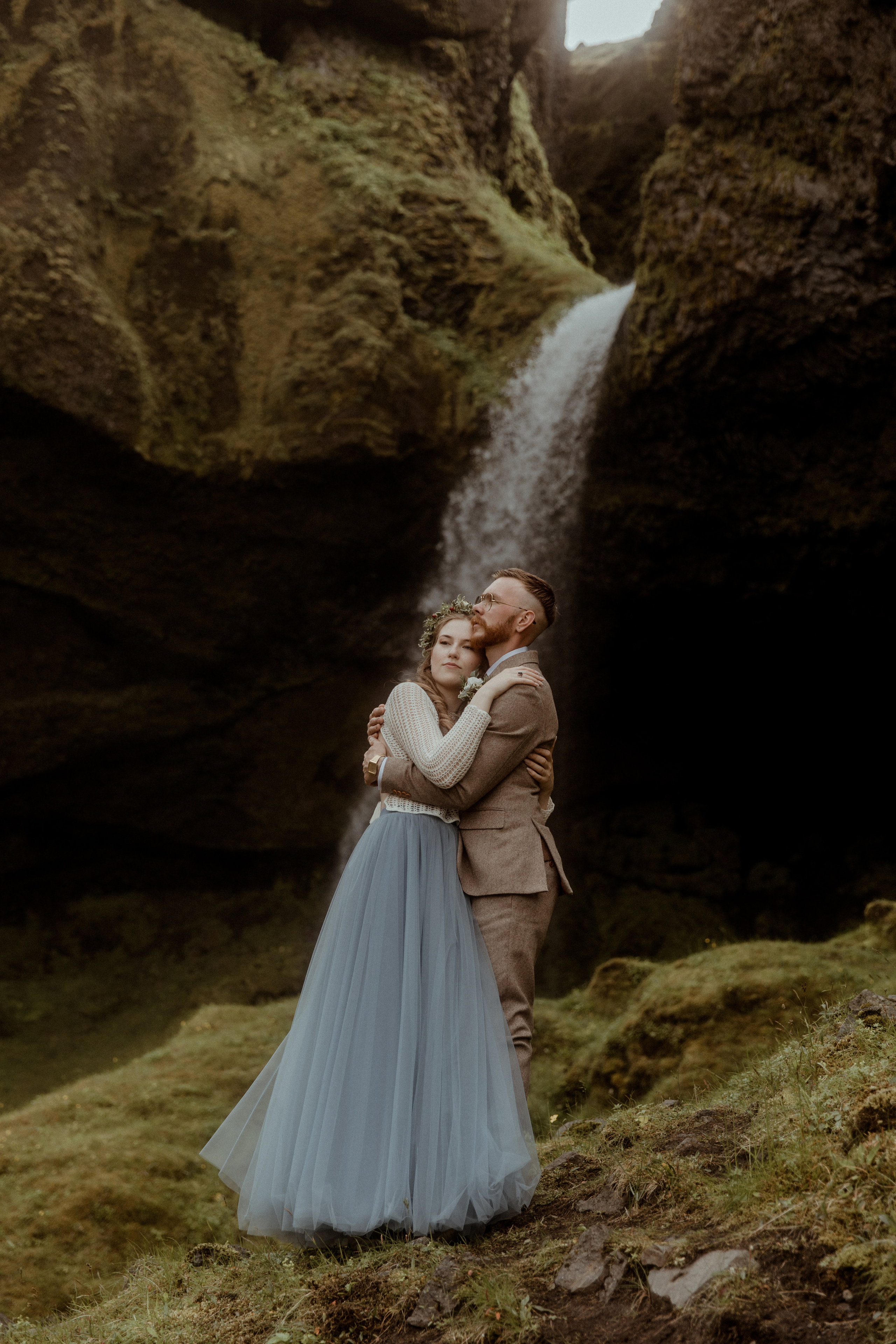Iceland Secret Waterfall Elopement. Iceland elopement photographer & videographer