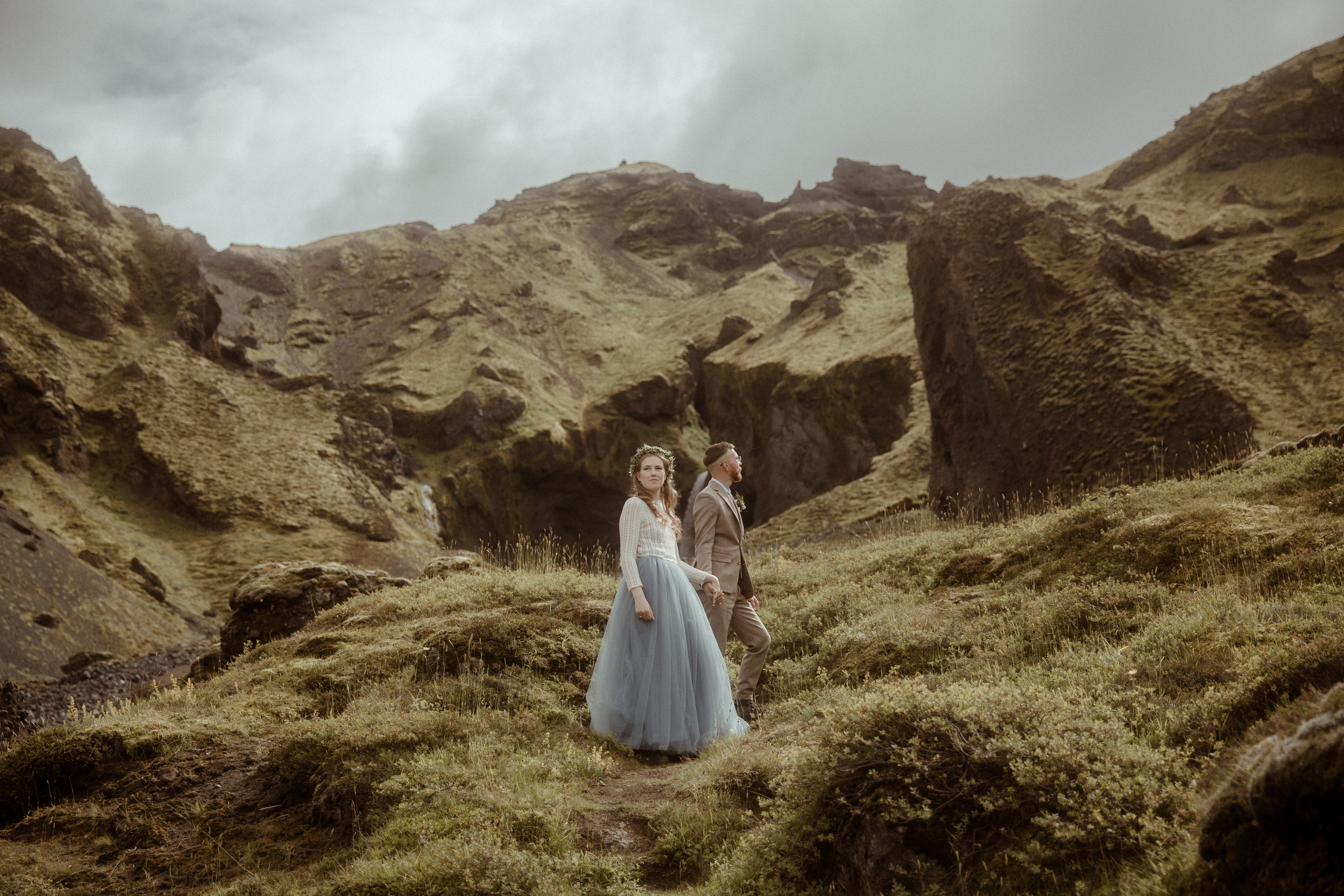 Iceland Secret Waterfall Elopement. Iceland elopement photographer & videographer