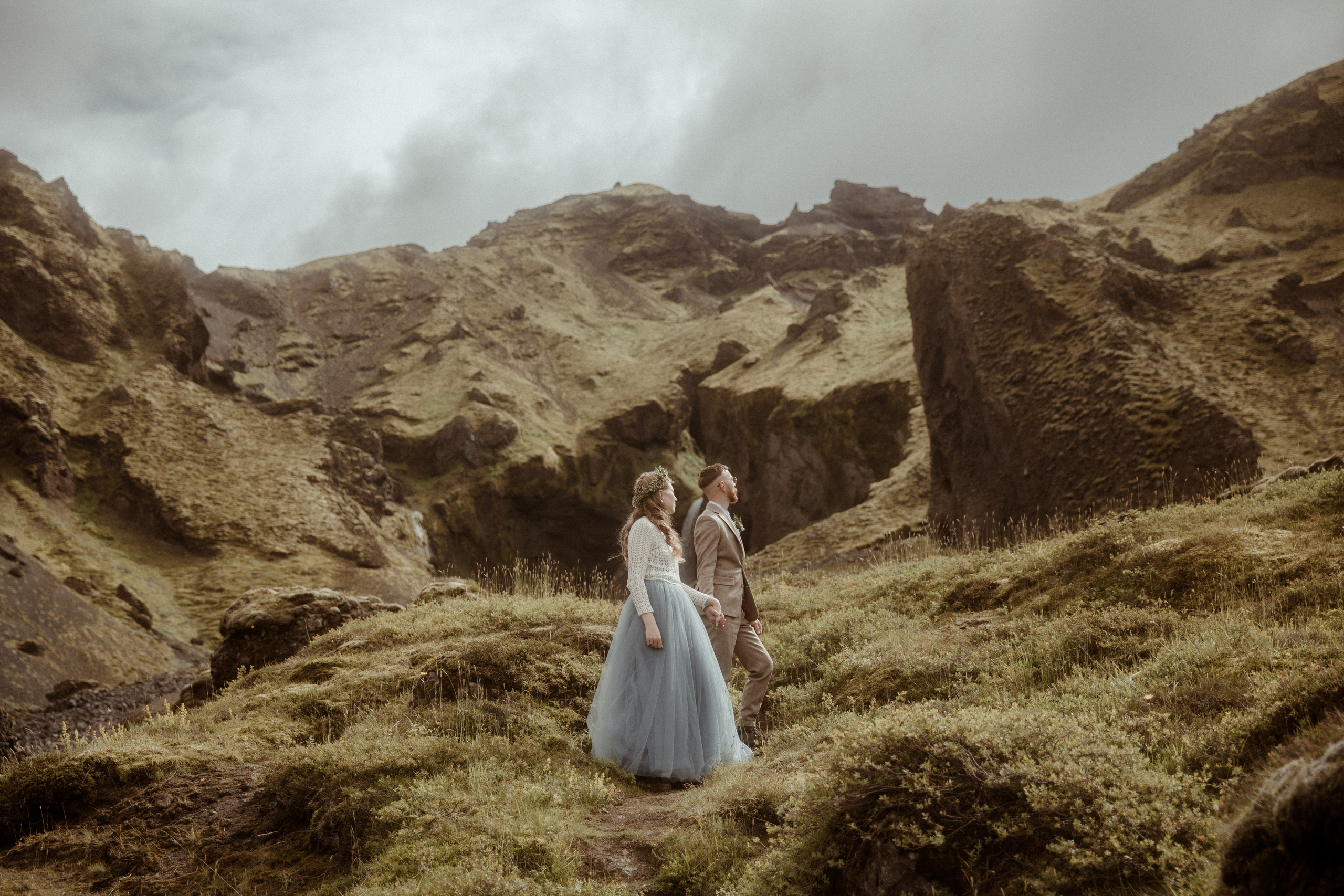 Iceland Secret Waterfall Elopement. Iceland elopement photographer & videographer