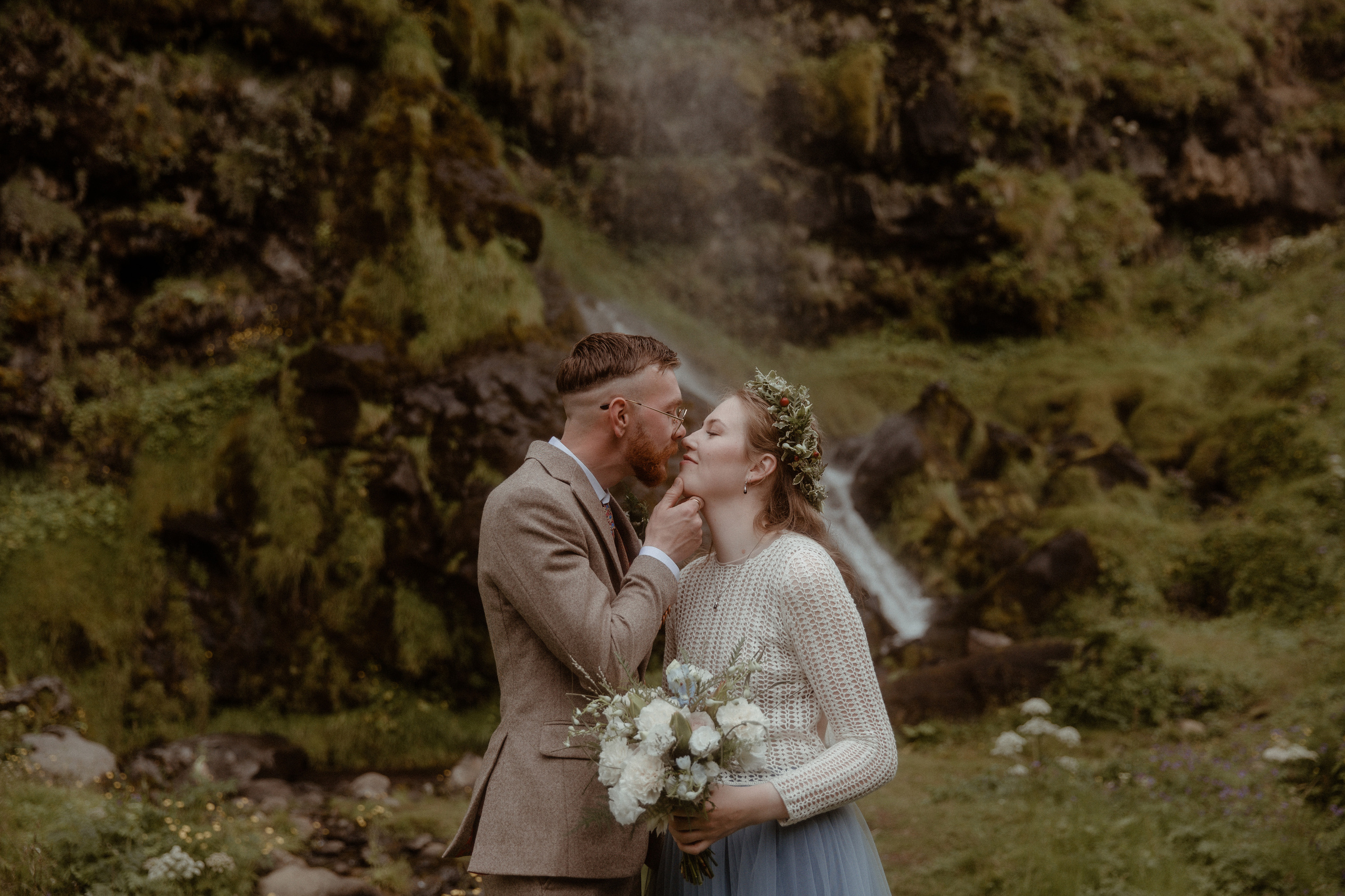 Iceland Secret Waterfall Elopement. Iceland elopement photographer & videographer