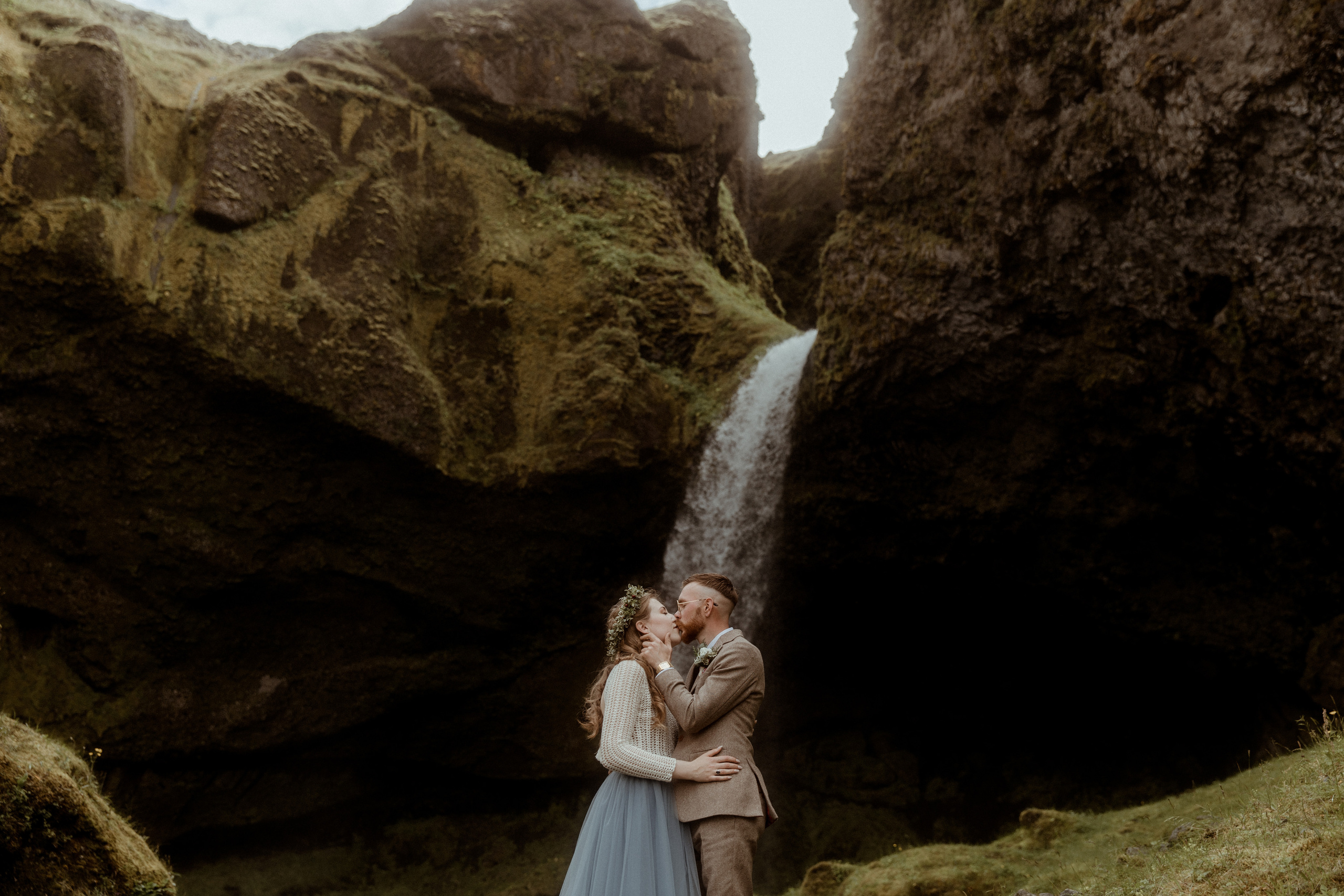 Iceland Secret Waterfall Elopement. Iceland elopement photographer & videographer