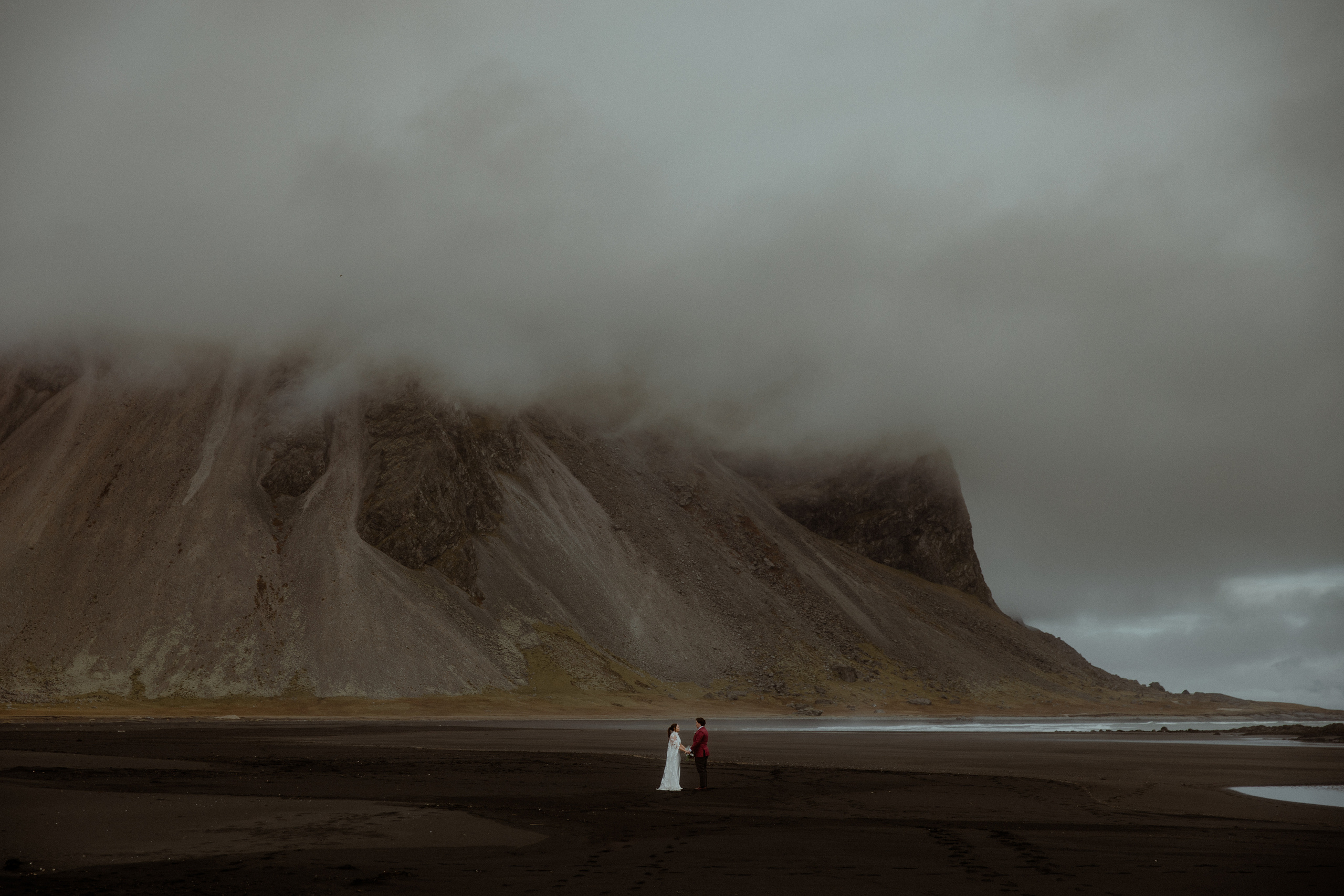 black sand beach elopement in Iceland