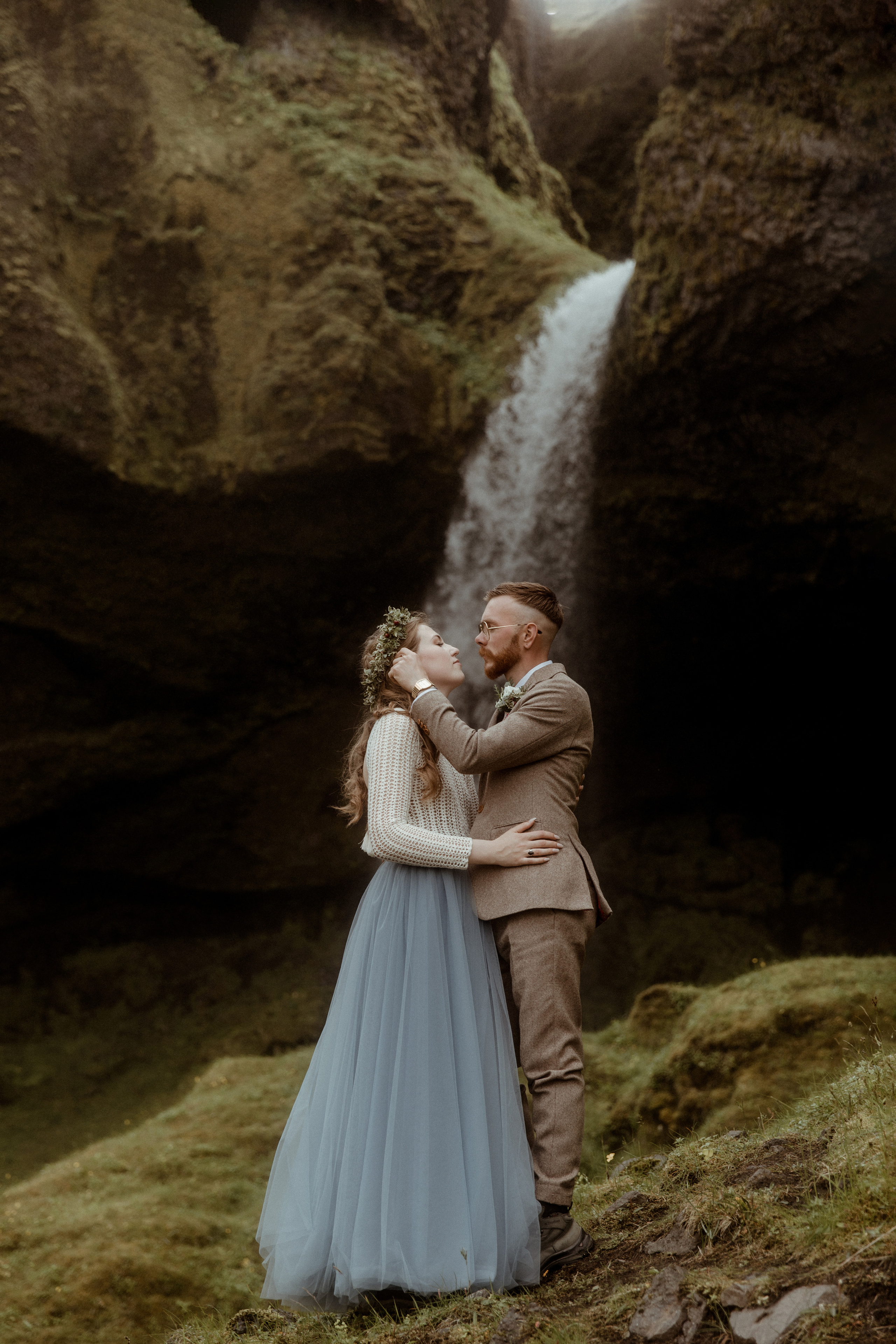 Iceland Secret Waterfall Elopement. Iceland elopement photographer & videographer