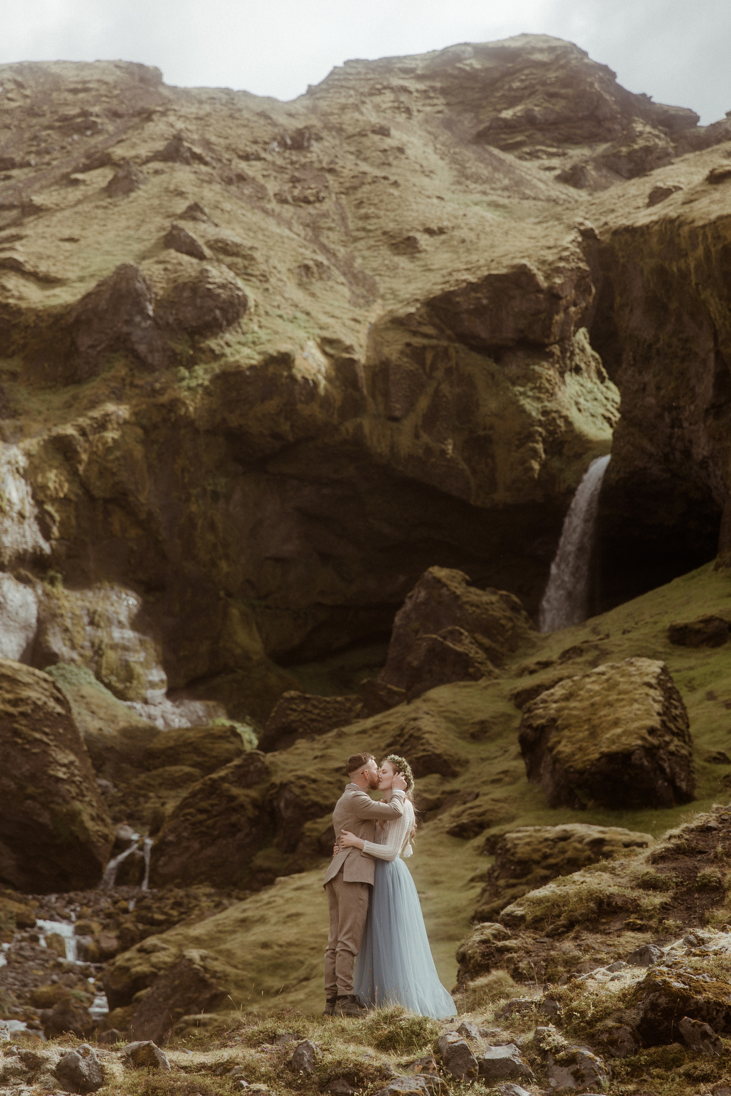 Iceland Secret Waterfall Elopement. Iceland elopement photographer & videographer