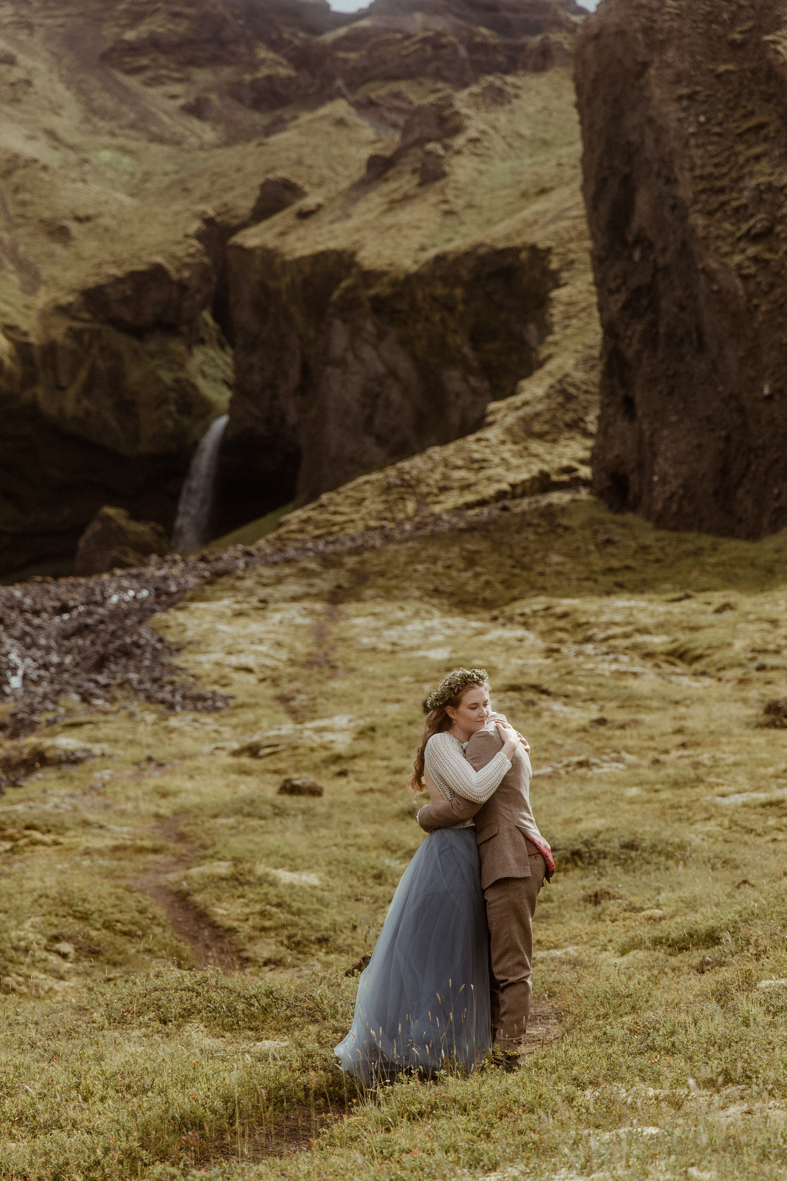 Iceland Secret Waterfall Elopement. Iceland elopement photographer & videographer