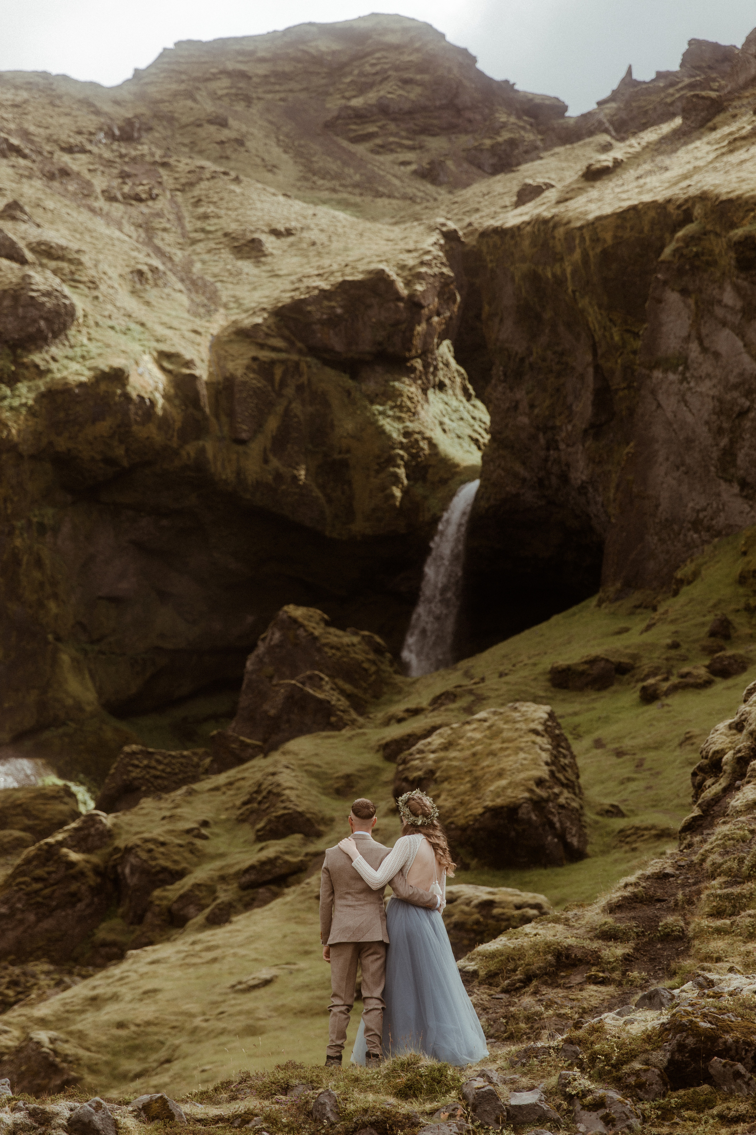 Iceland Secret Waterfall Elopement. Iceland elopement photographer & videographer