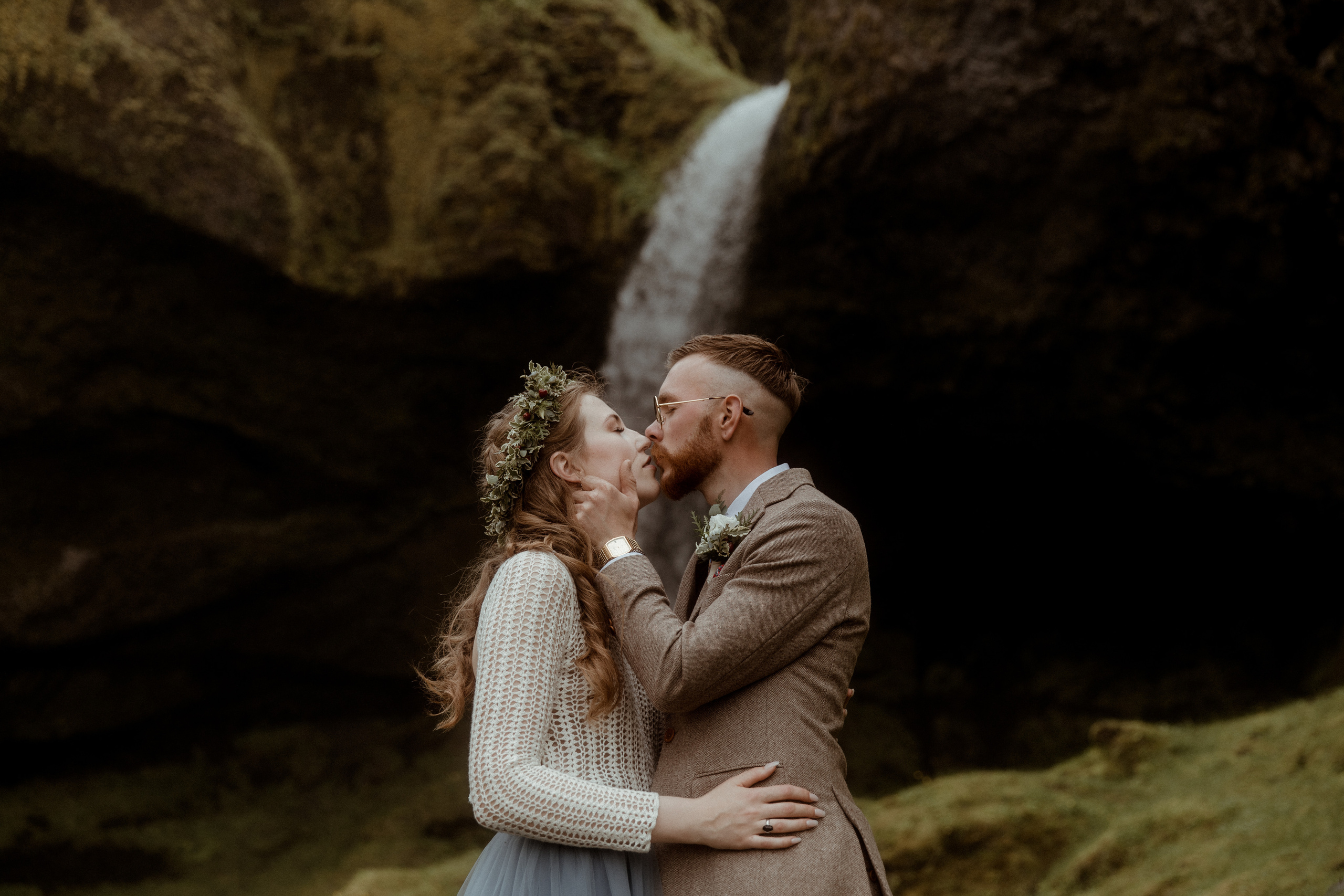 Iceland Secret Waterfall Elopement. Iceland elopement photographer & videographer