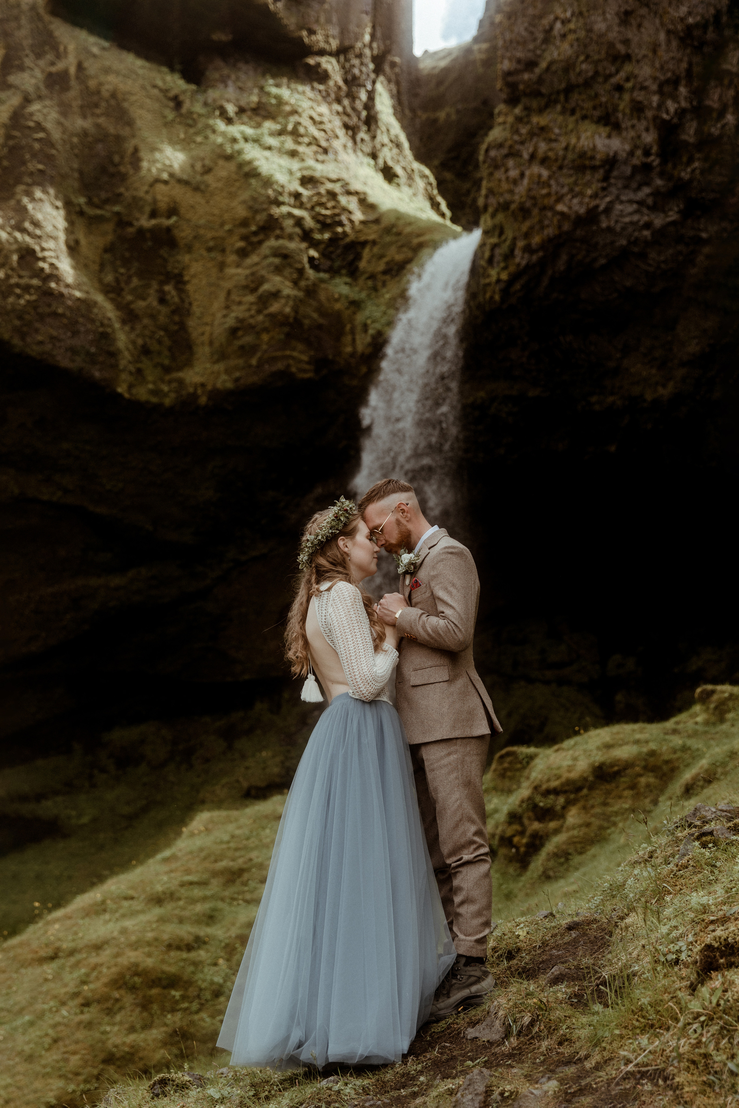 Iceland Secret Waterfall Elopement. Iceland elopement photographer & videographer