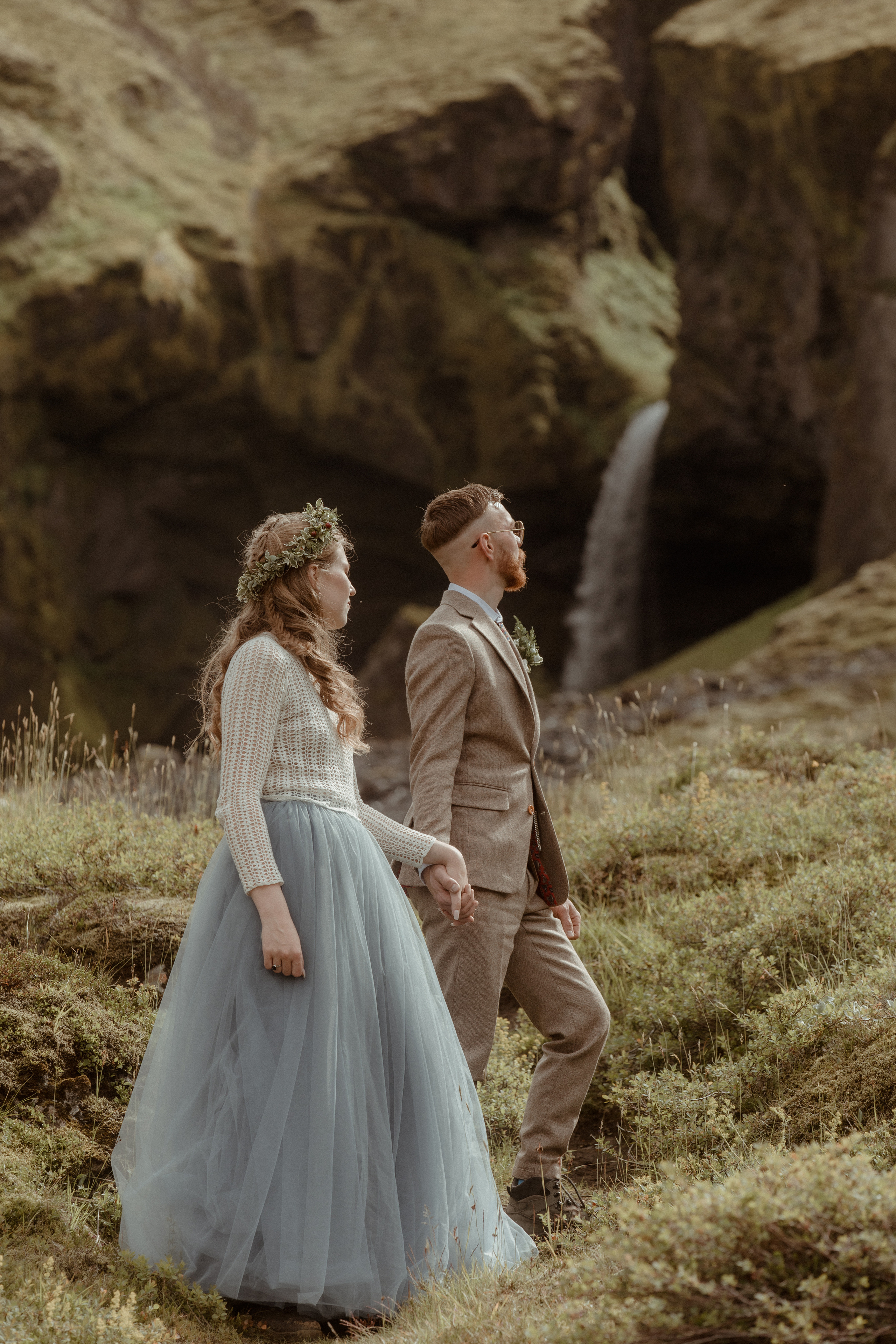 Iceland Secret Waterfall Elopement. Iceland elopement photographer & videographer
