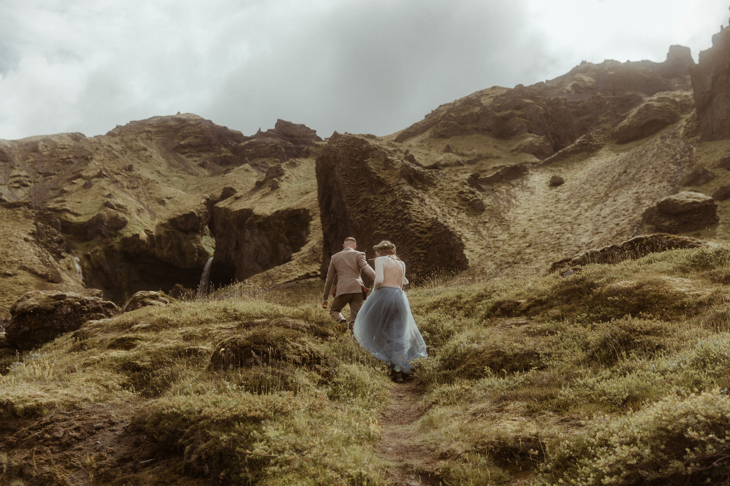 Iceland Secret Waterfall Elopement. Iceland elopement photographer & videographer