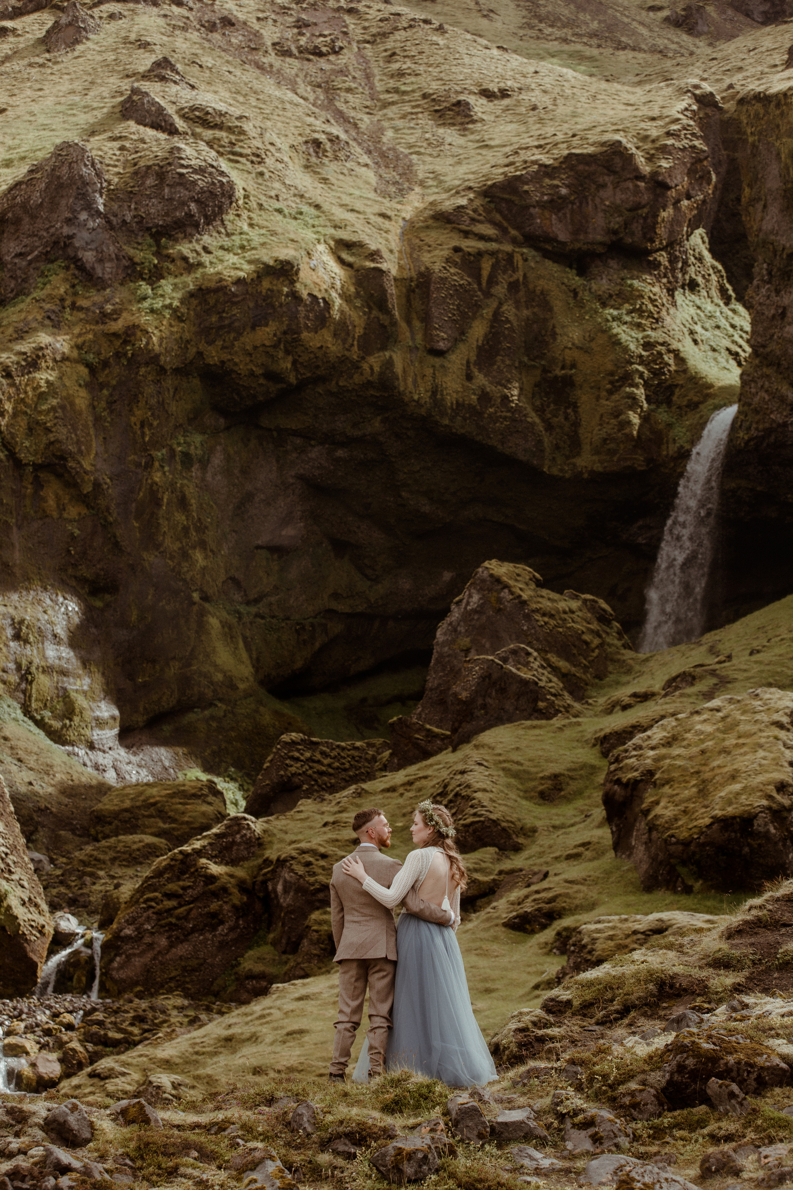 Iceland Secret Waterfall Elopement. Iceland elopement photographer & videographer