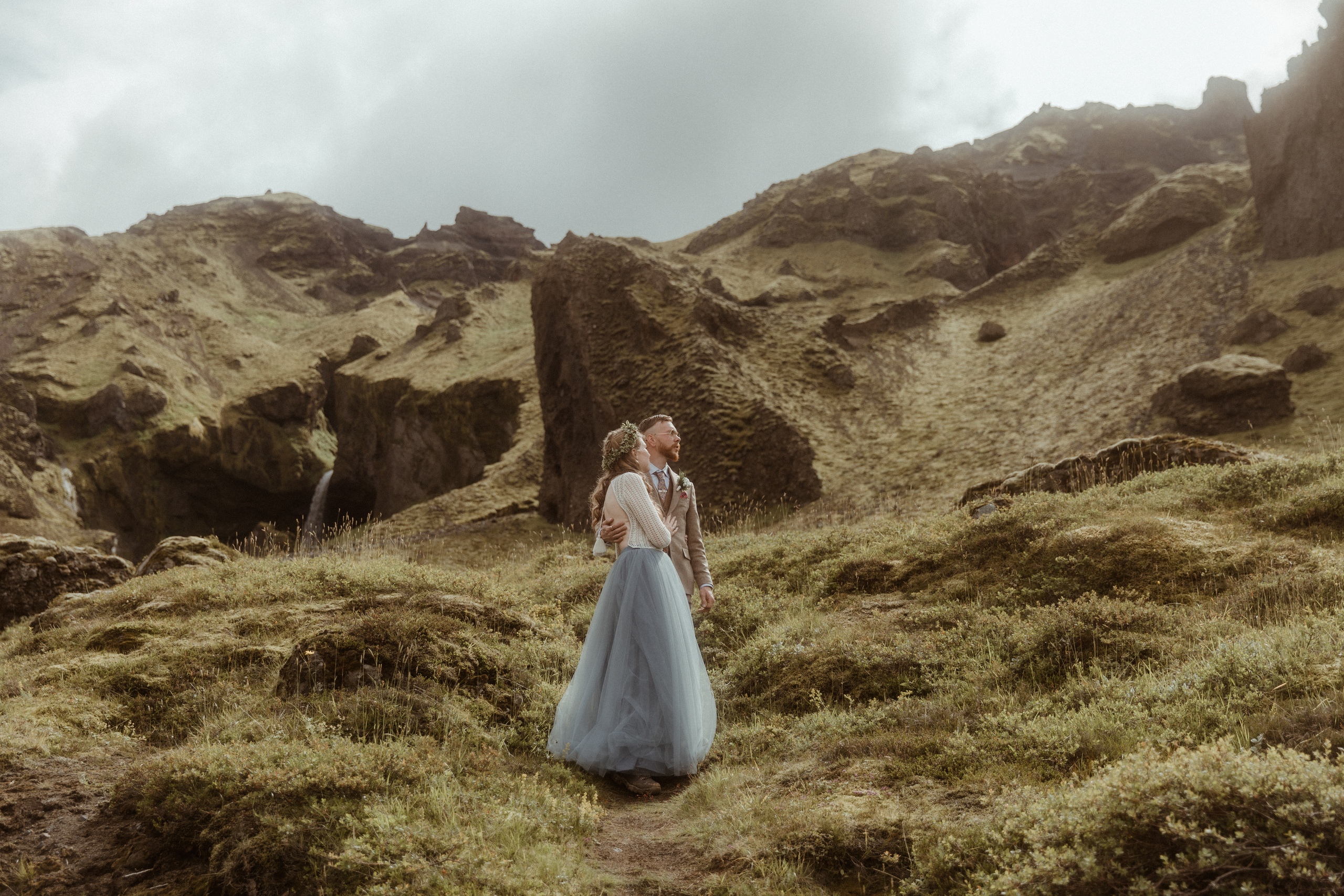 Iceland Secret Waterfall Elopement. Iceland elopement photographer & videographer