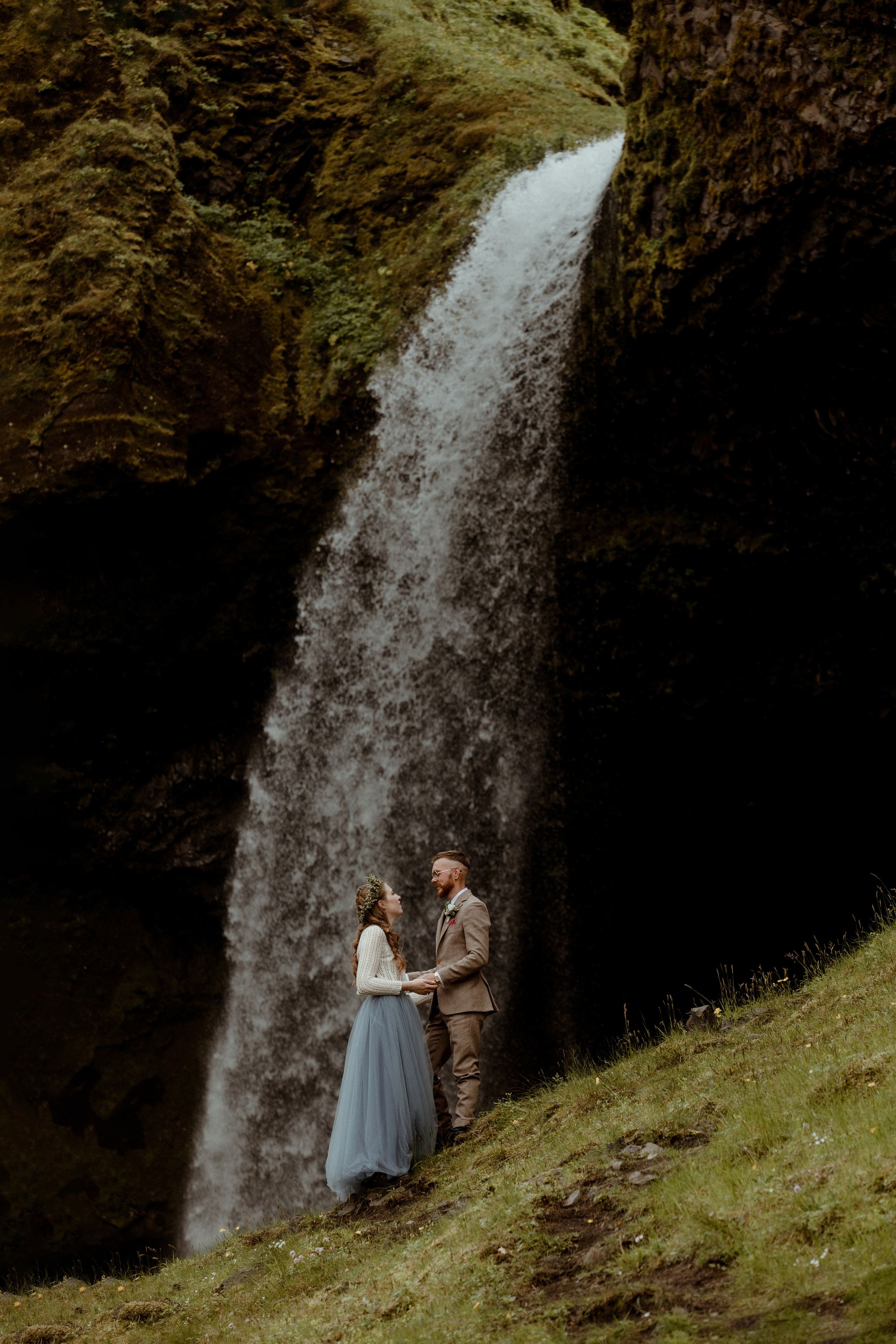 Iceland Secret Waterfall Elopement. Iceland elopement photographer & videographer