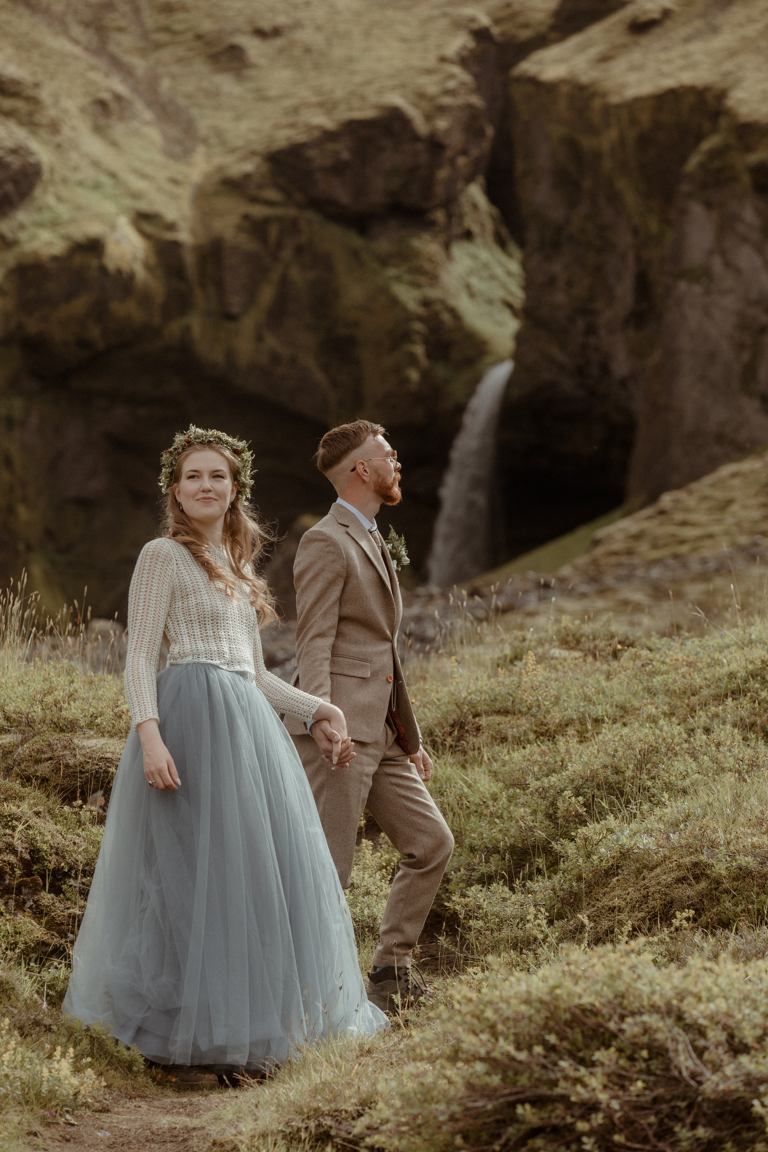 Iceland Secret Waterfall Elopement. Iceland elopement photographer & videographer