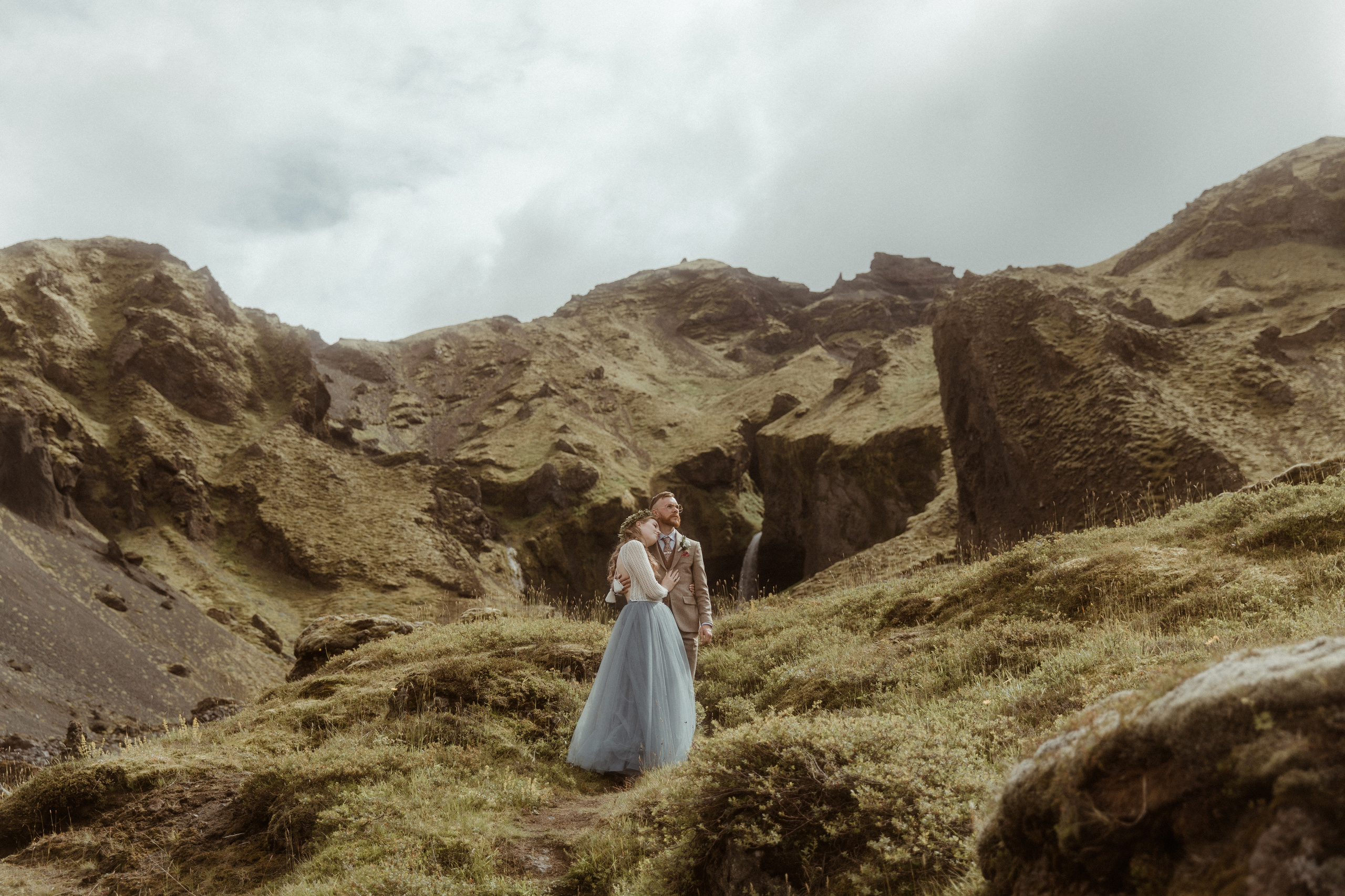 Iceland Secret Waterfall Elopement. Iceland elopement photographer & videographer