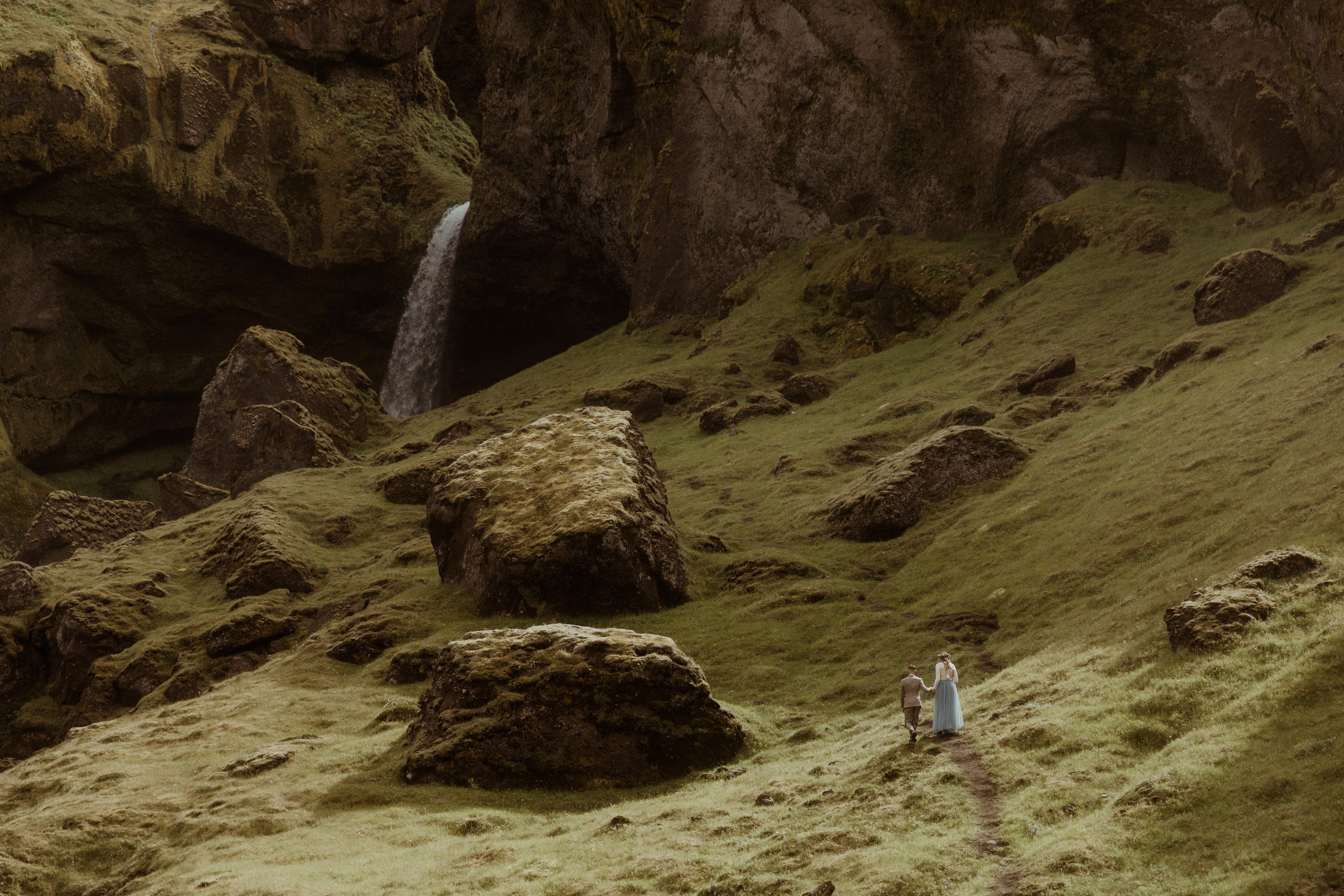 Iceland Secret Waterfall Elopement. Iceland elopement photographer & videographer