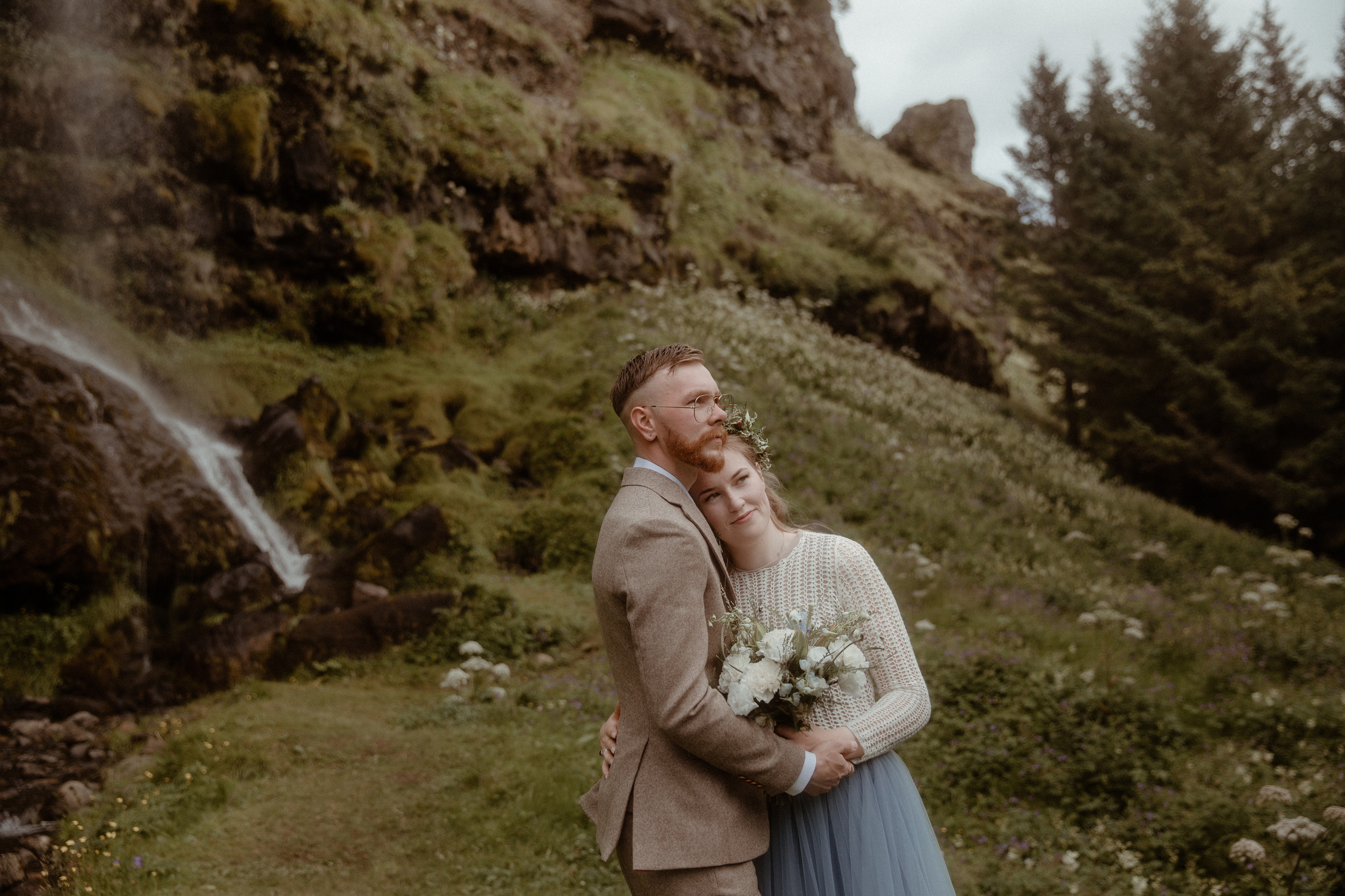 Iceland Secret Waterfall Elopement. Iceland elopement photographer & videographer