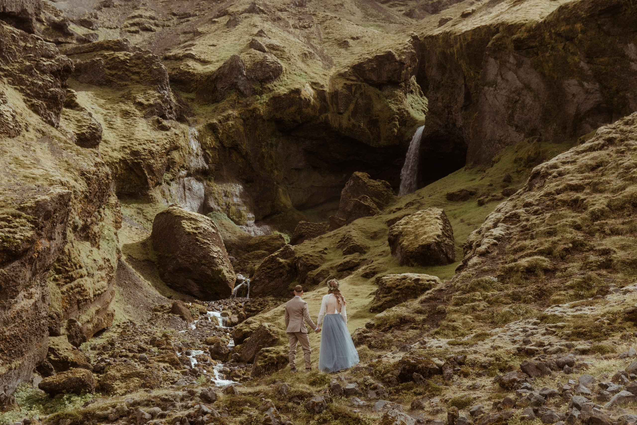 Iceland Secret Waterfall Elopement. Iceland elopement photographer & videographer