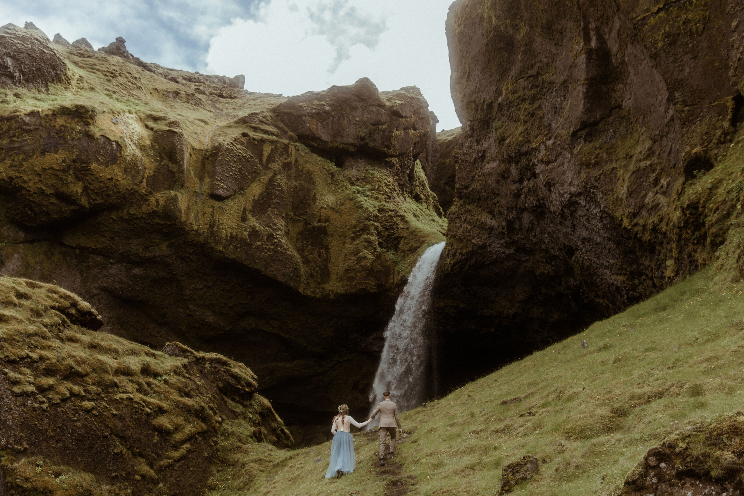 Iceland Secret Waterfall Elopement. Iceland elopement photographer & videographer