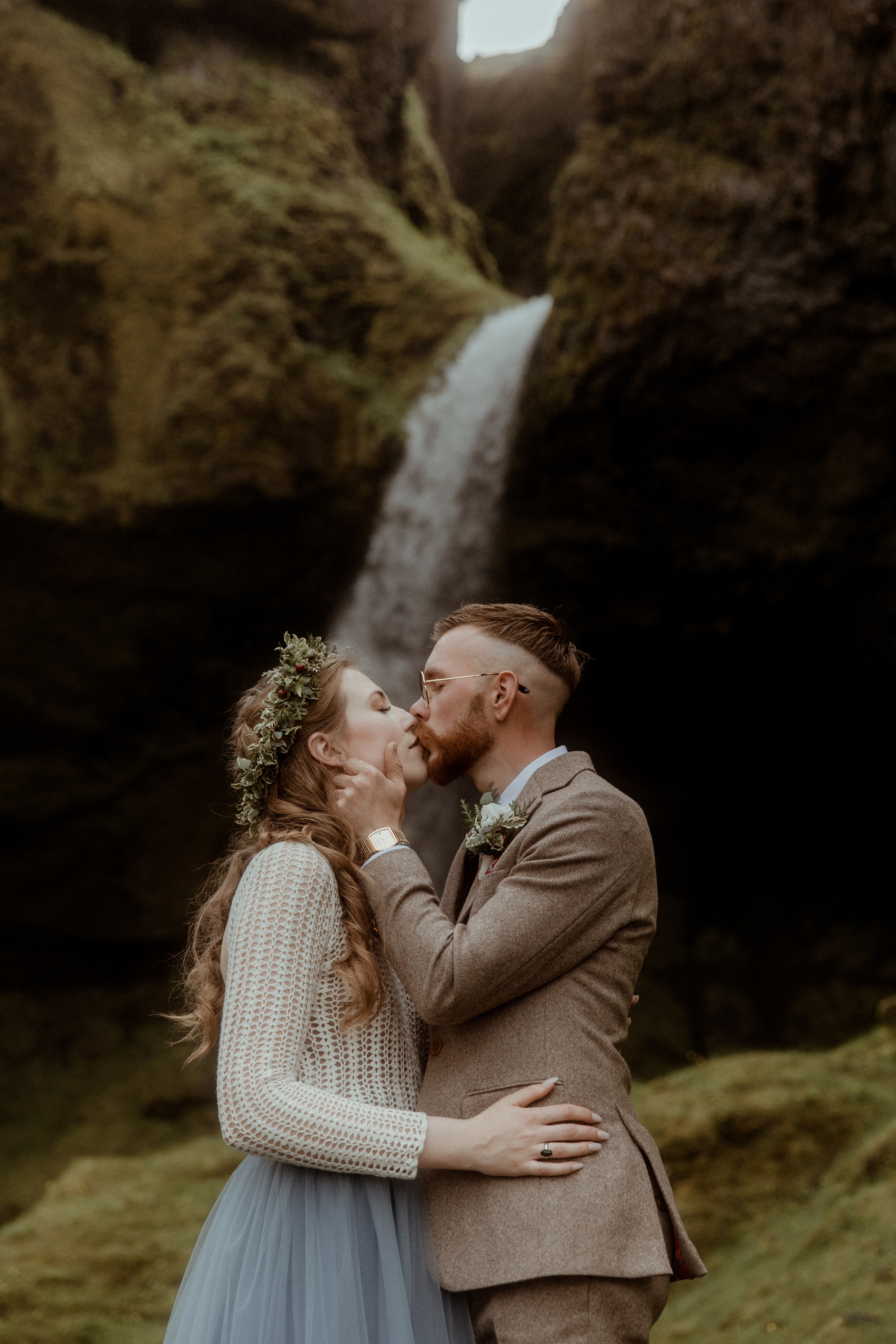 Iceland Secret Waterfall Elopement. Iceland elopement photographer & videographer